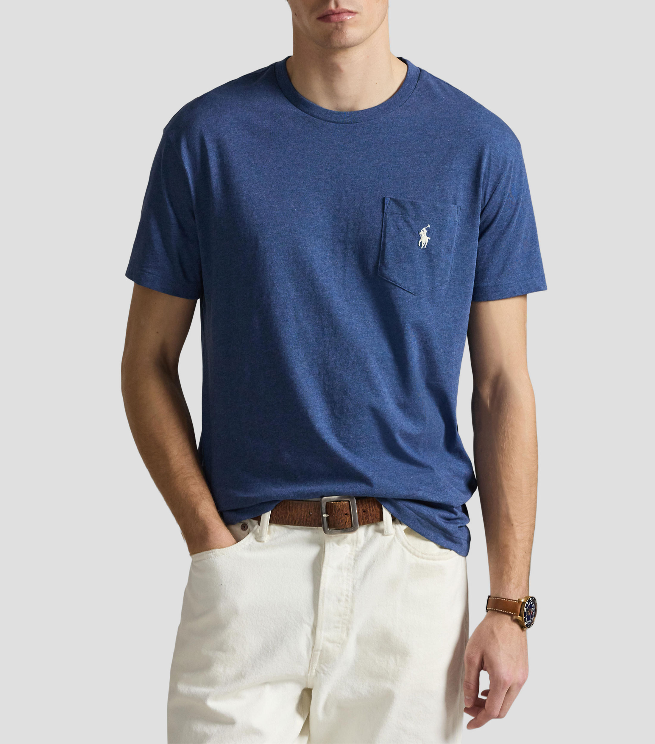 Playera cuello redondo manga corta jaspeada Hombre