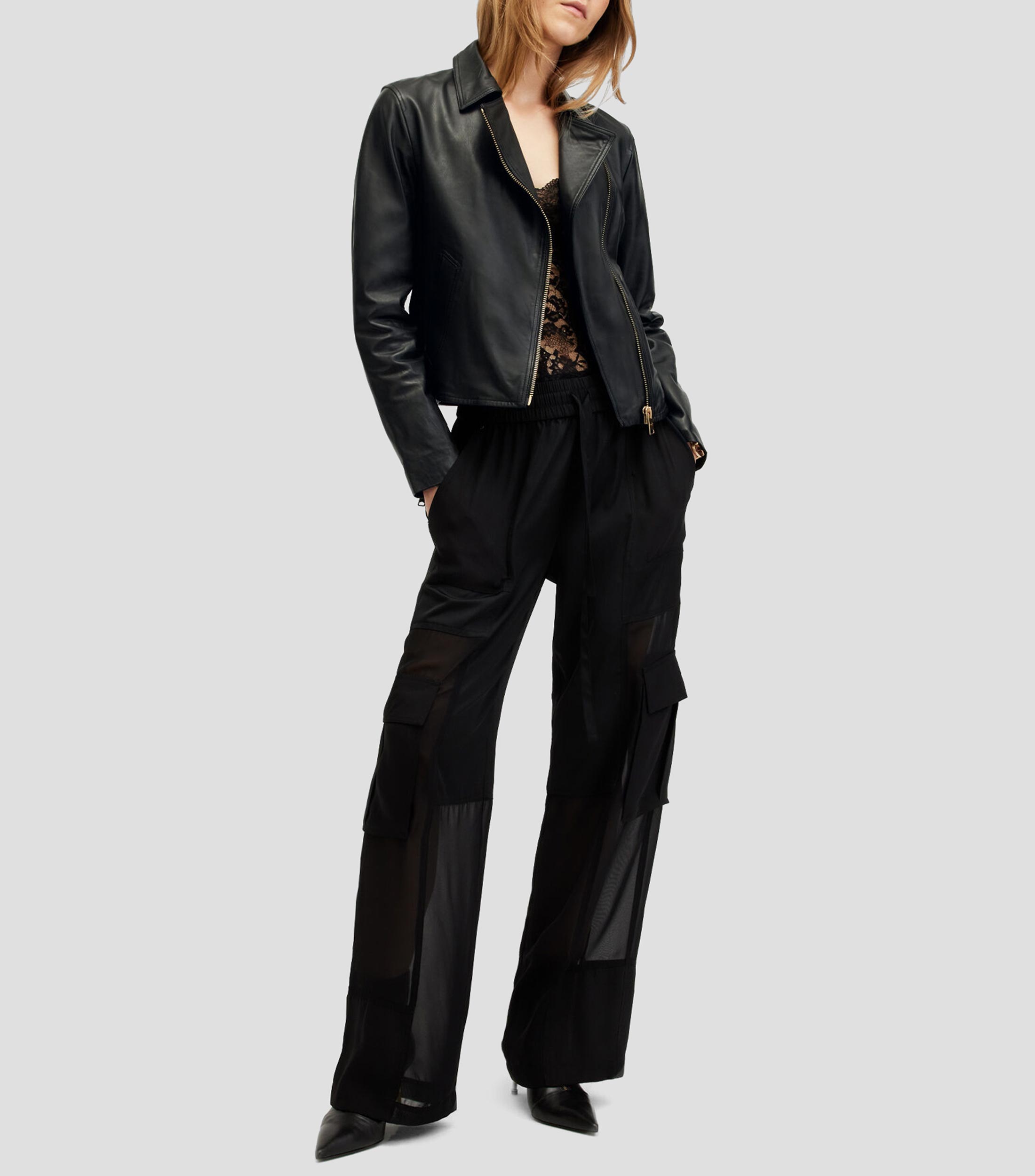 Chamarra biker en piel Vela Mujer