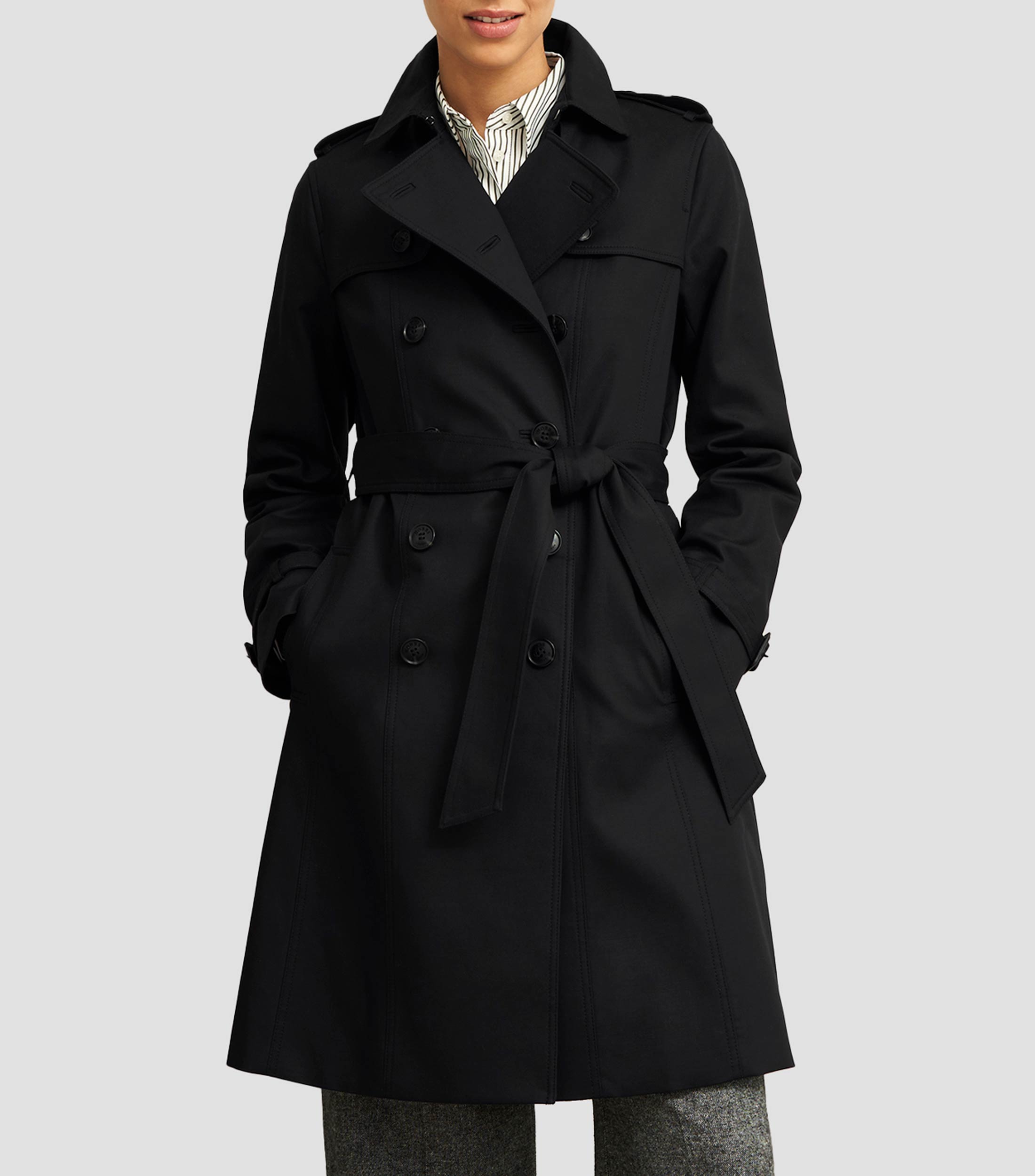 Gabardina tres cuartos con botones Mujer