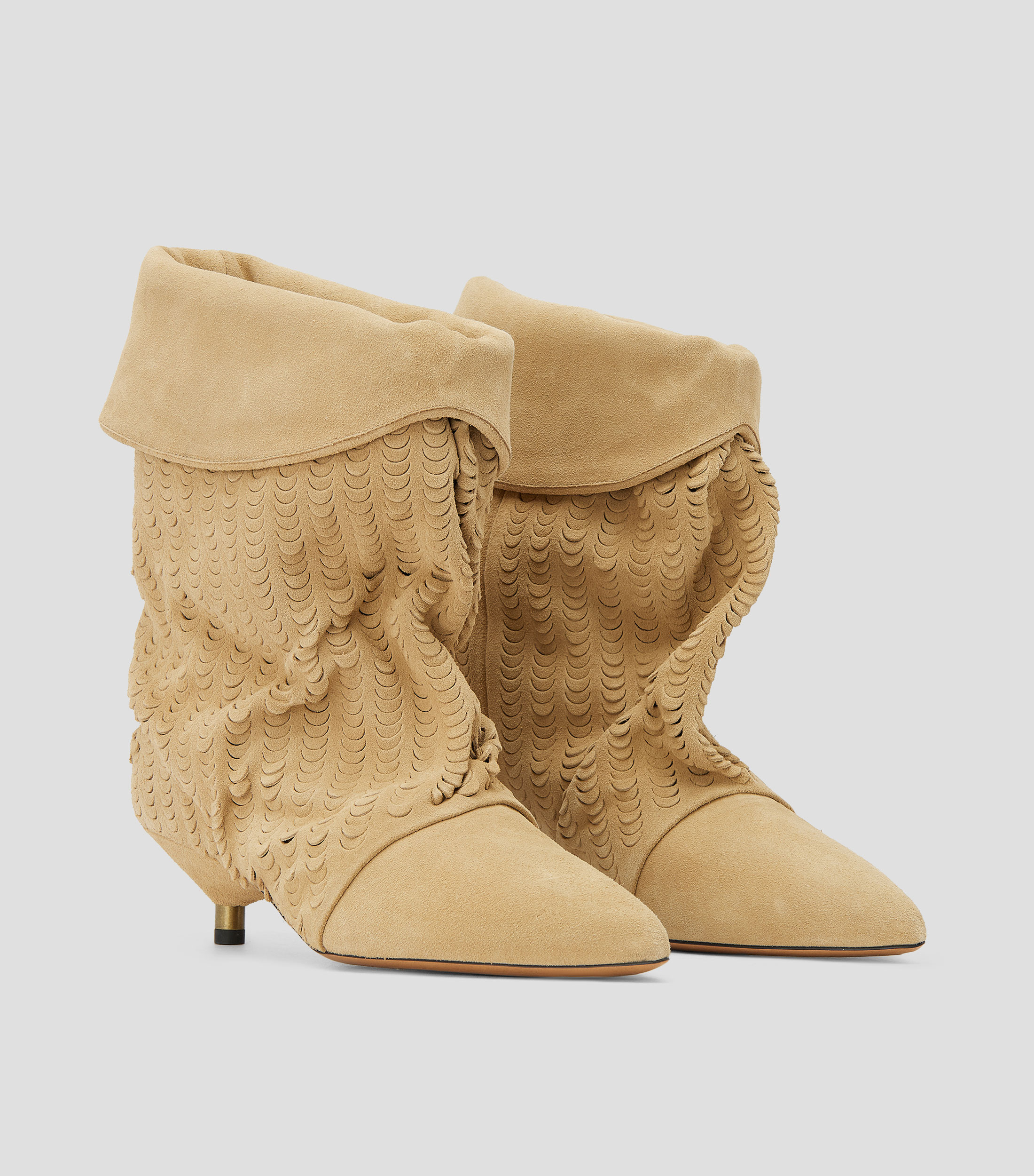 Botas vaqueras cortas Edrik en piel con tacón bajo delgado Mujer