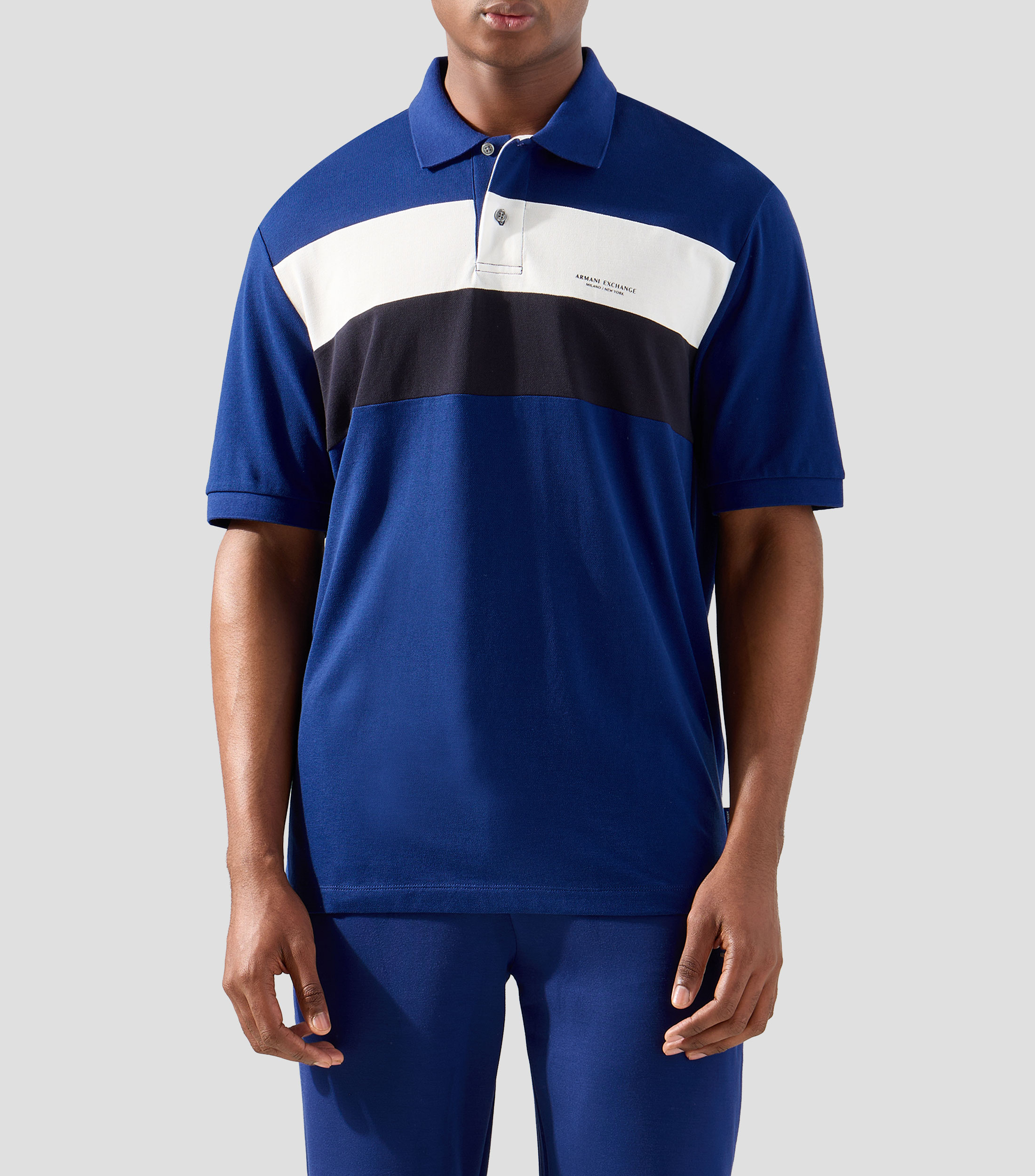 Playera tipo polo manga corta con franjas Hombre