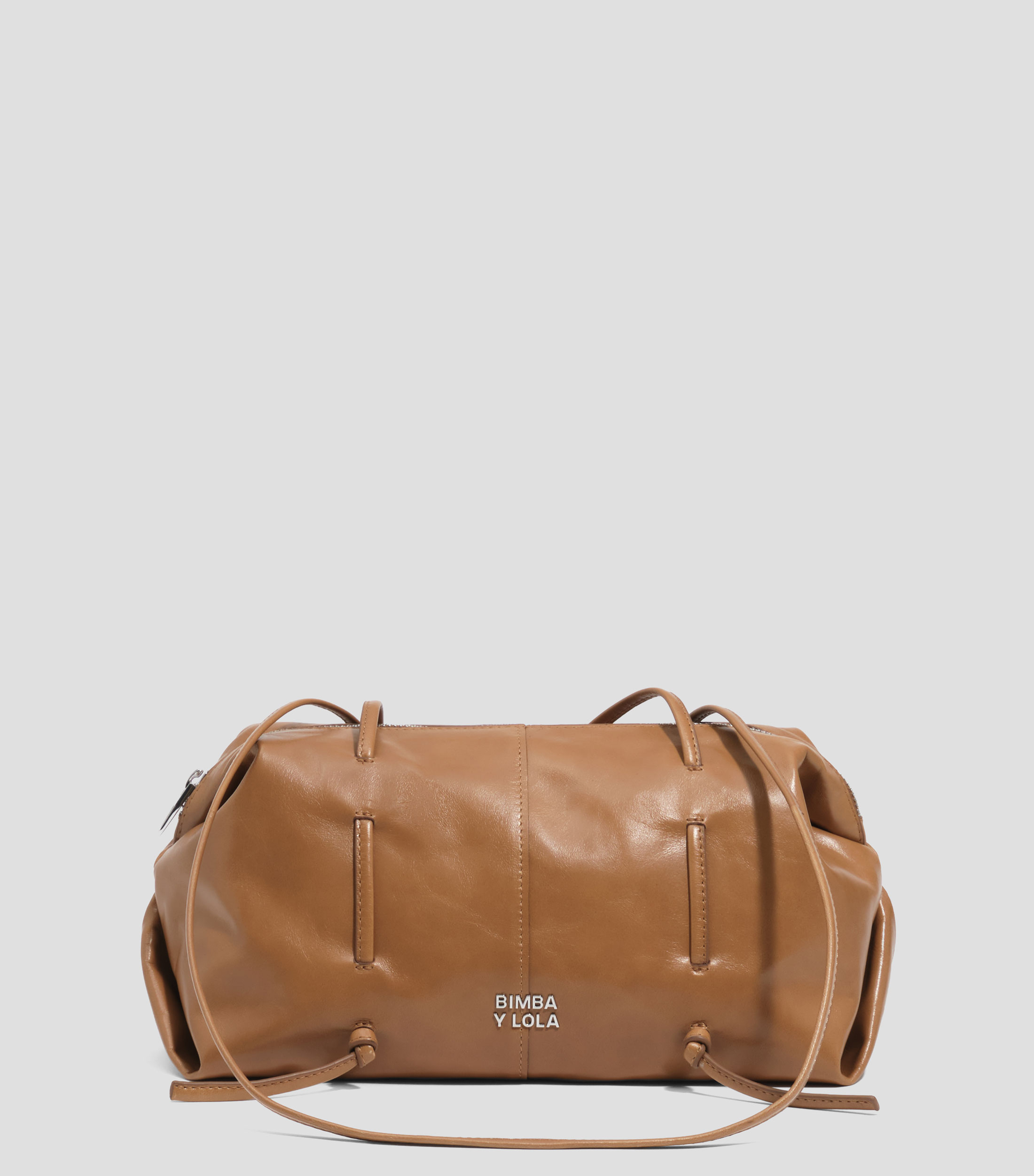 Bolsa Bowler café en piel lisa Mujer