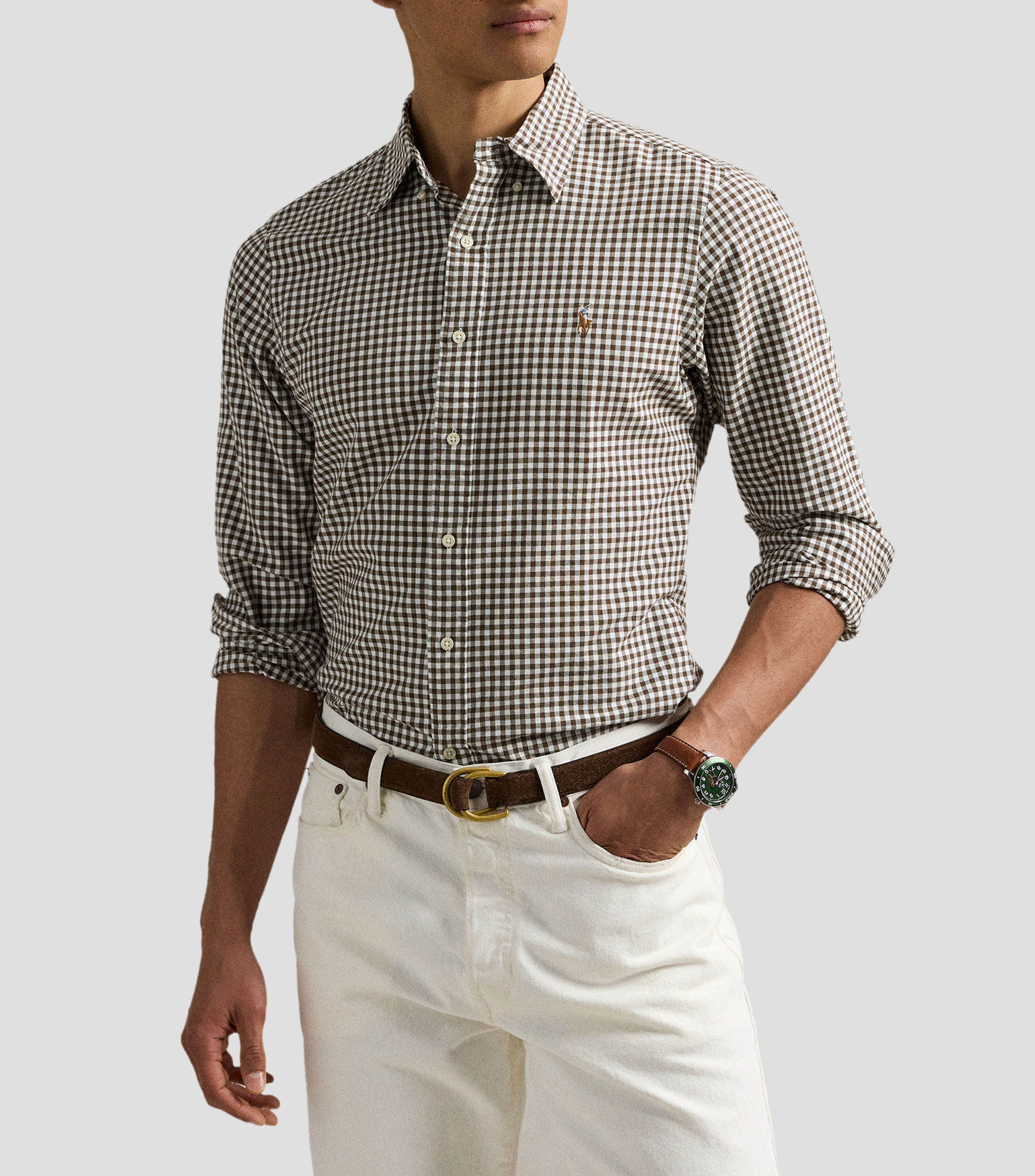 Camisa de cuadros con manga larga Hombre