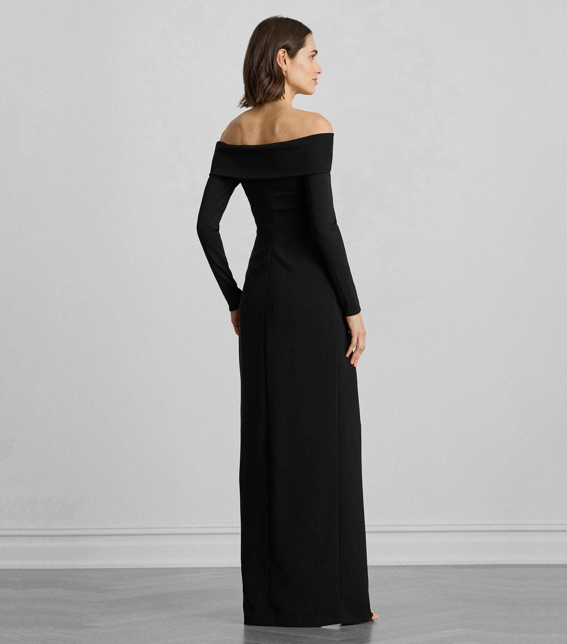 Vestido maxi de noche manga larga liso Mujer
