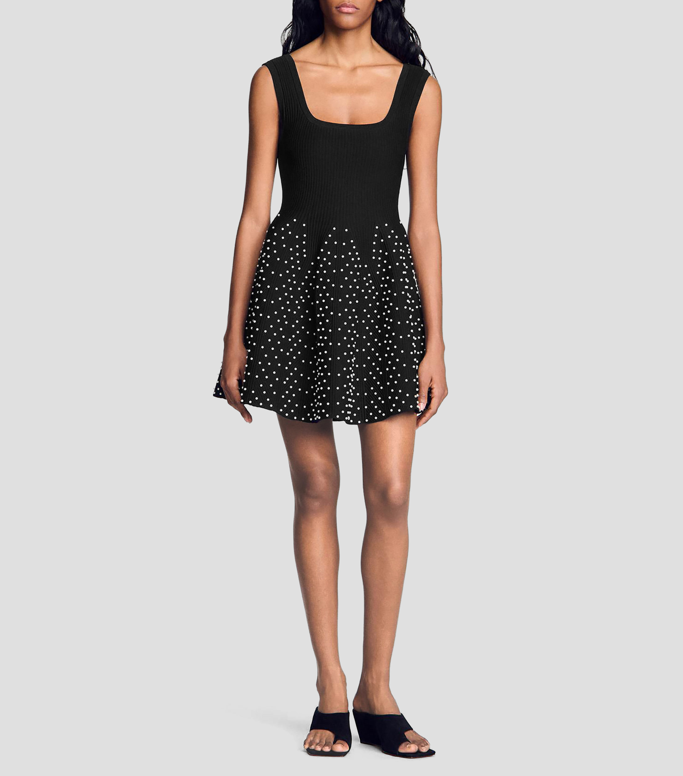 Vestido corto liso Mujer