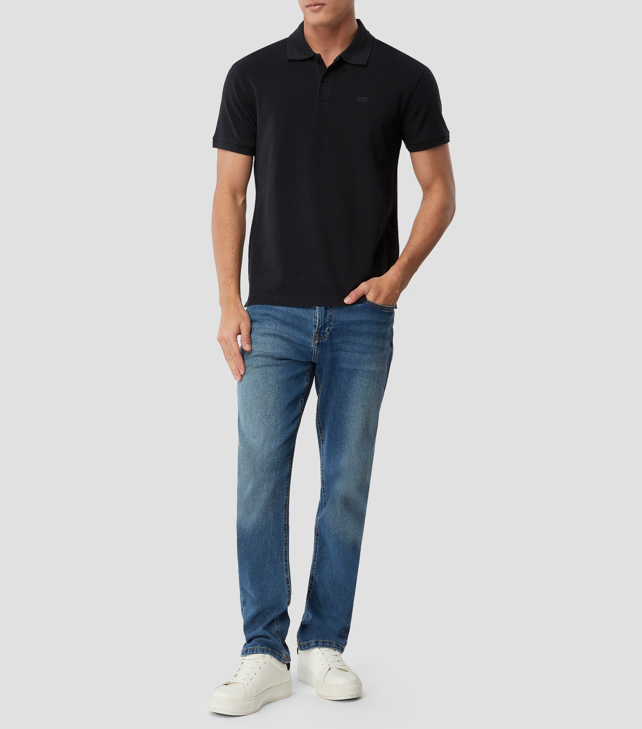 Playera tipo polo manga corta lisa Hombre