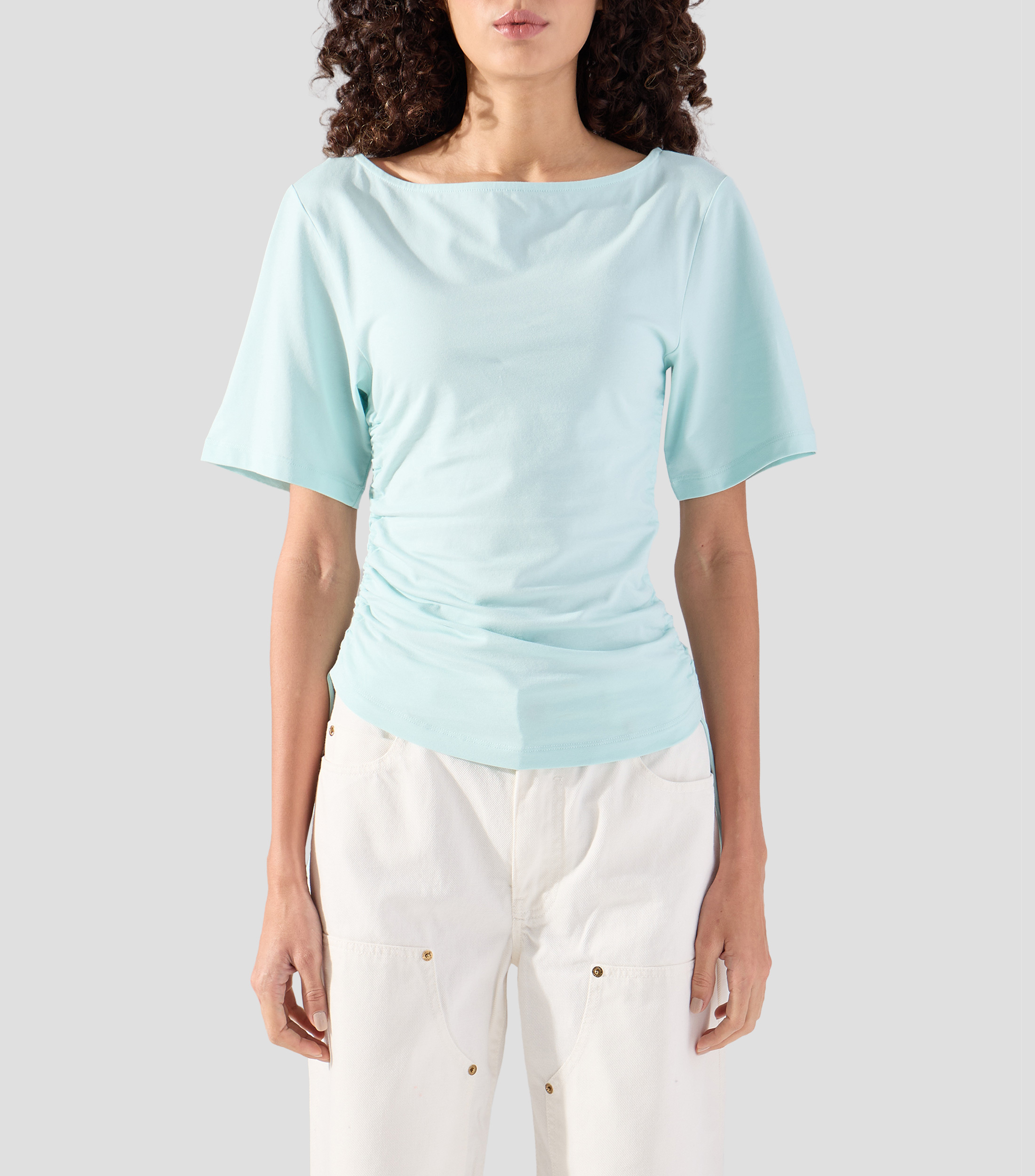 Playera cuello redondo manga corta lisa Mujer