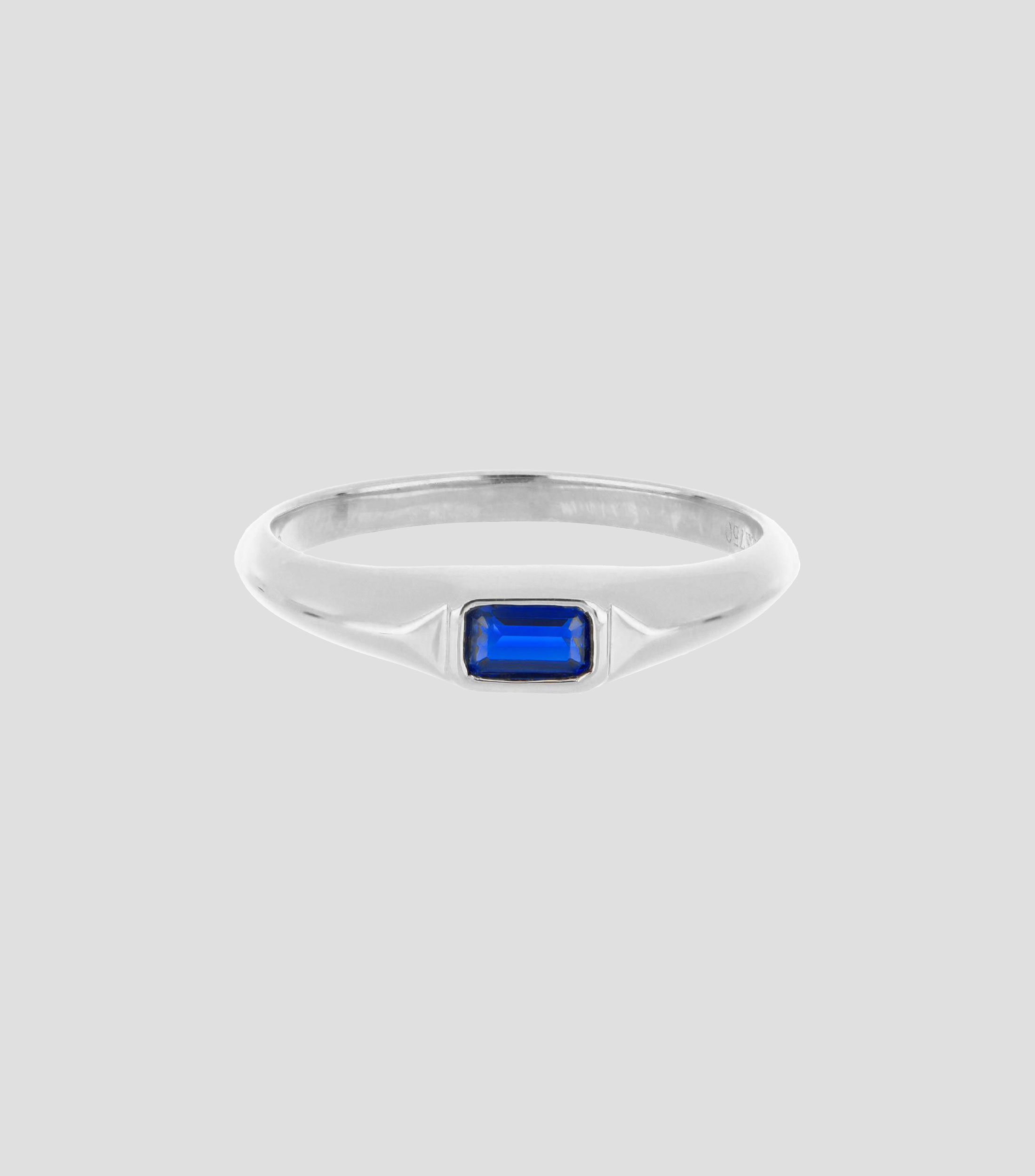 Anillo en Oro blanco de 18 Kilates con zafiro Mujer