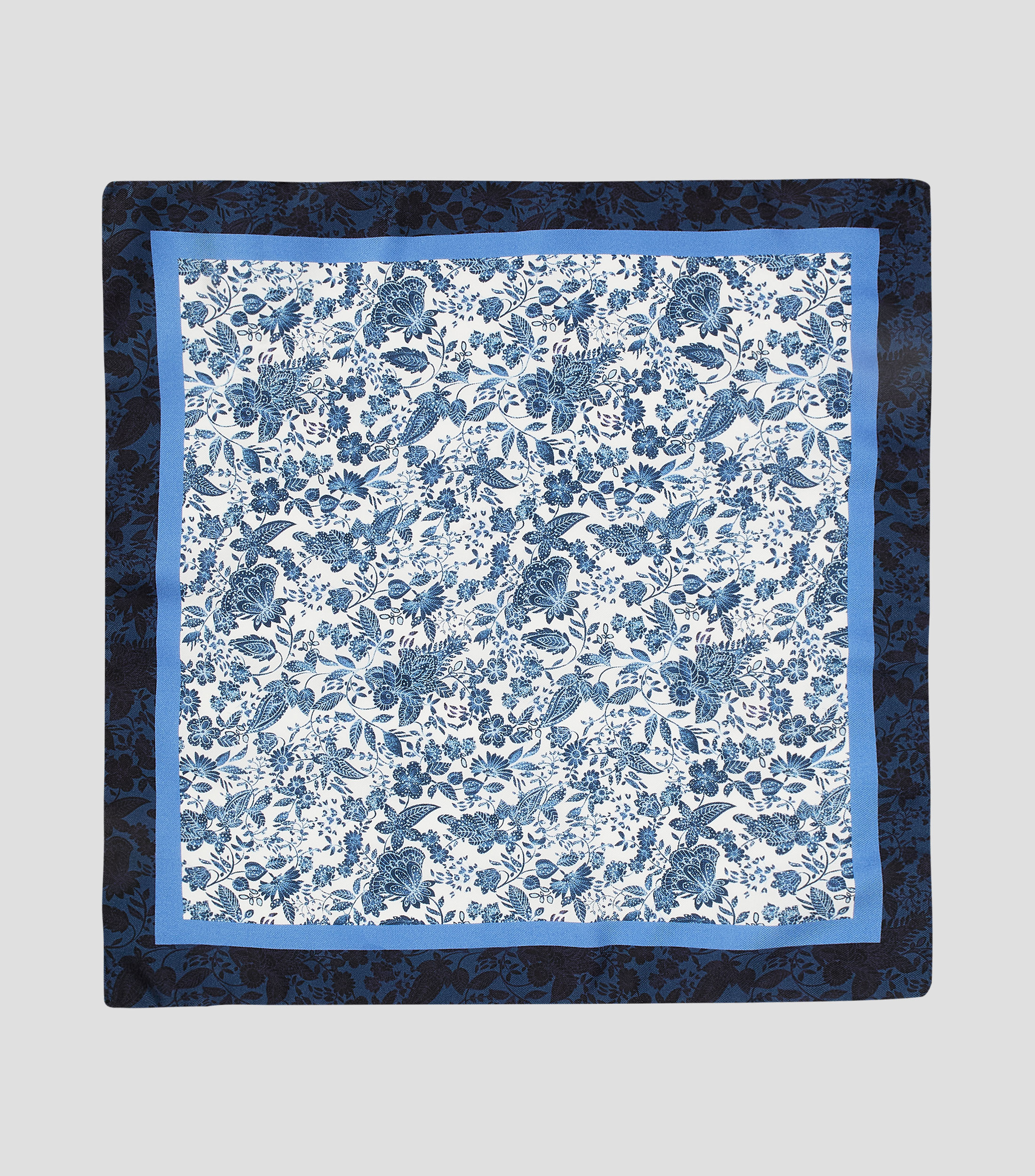 Pañuelo en seda azul estampado Hombre