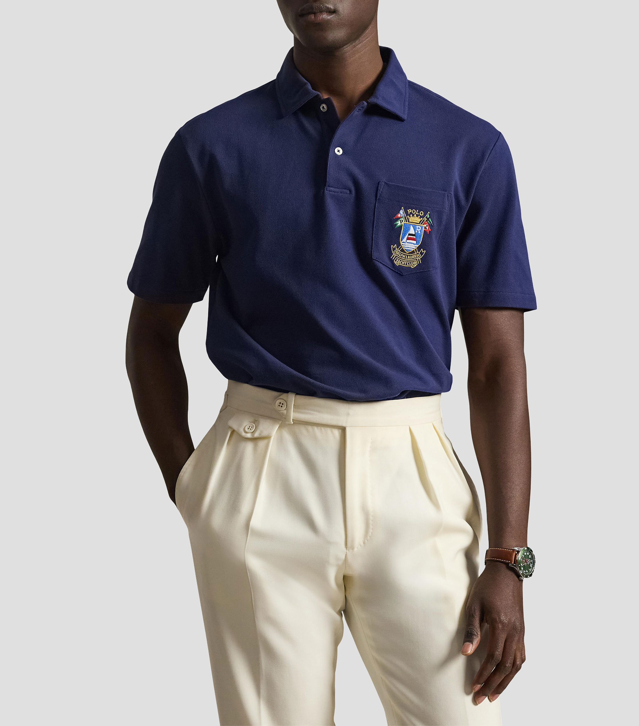 Playera tipo polo manga corta lisa Hombre