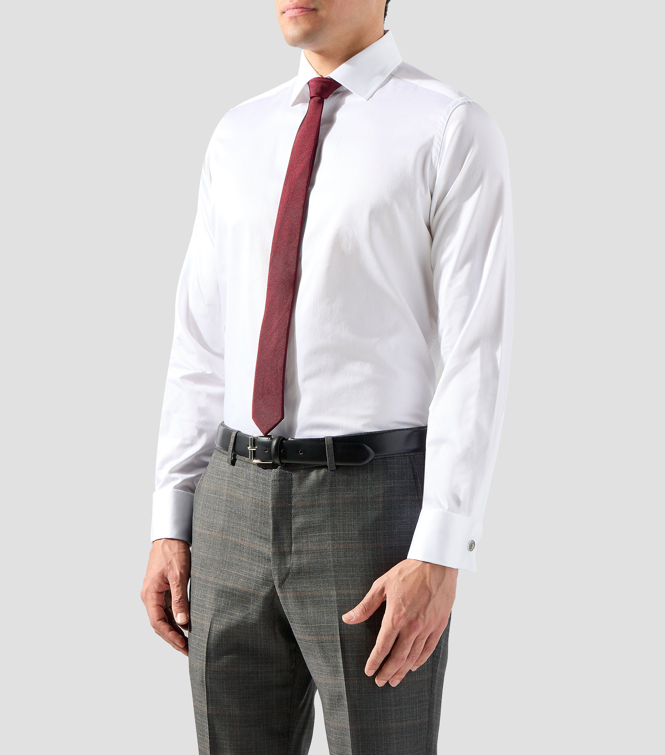 Camisa de vestir sólida manga larga Hombre