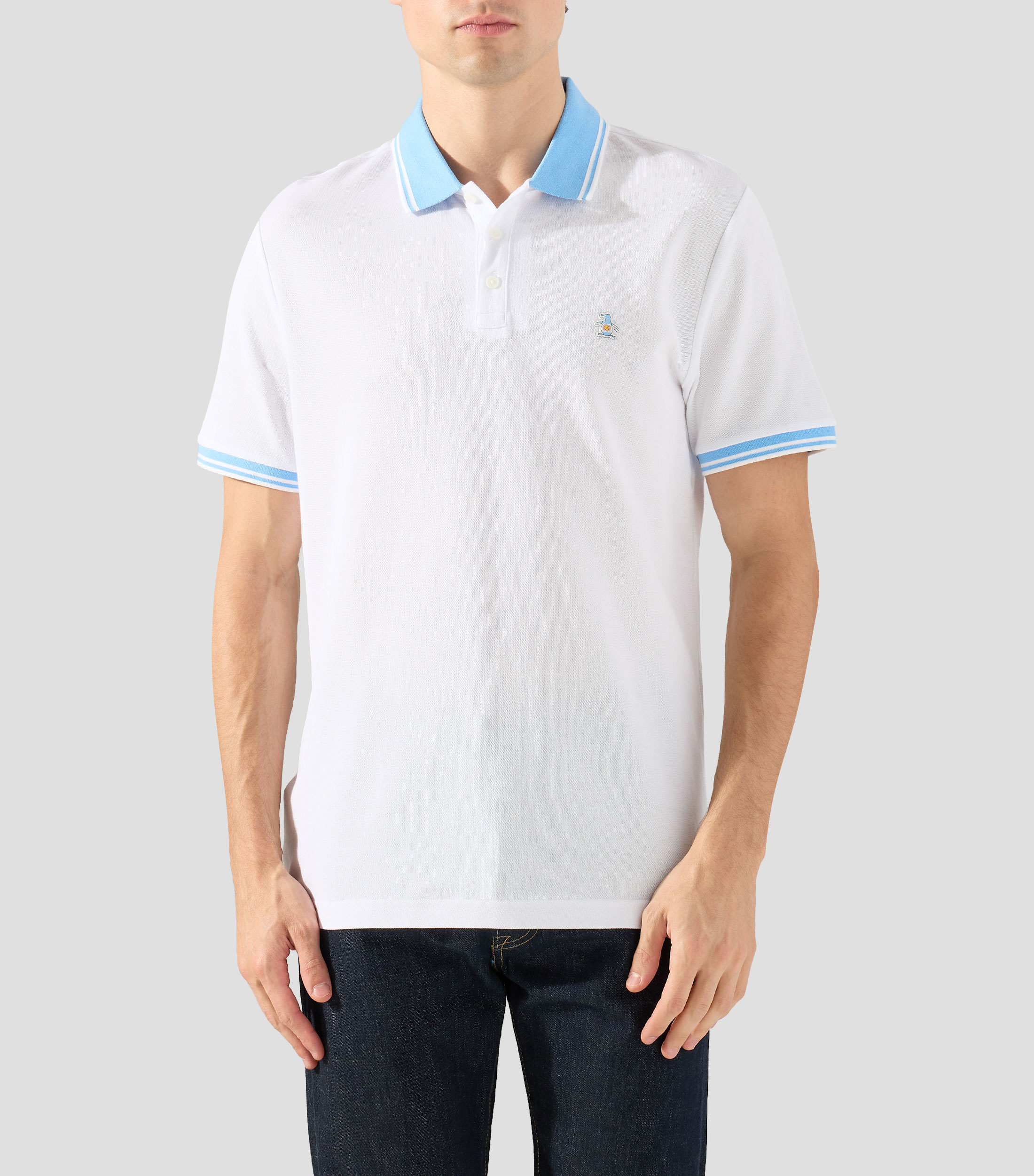 Playera tipo polo con manga corta lisa Hombre