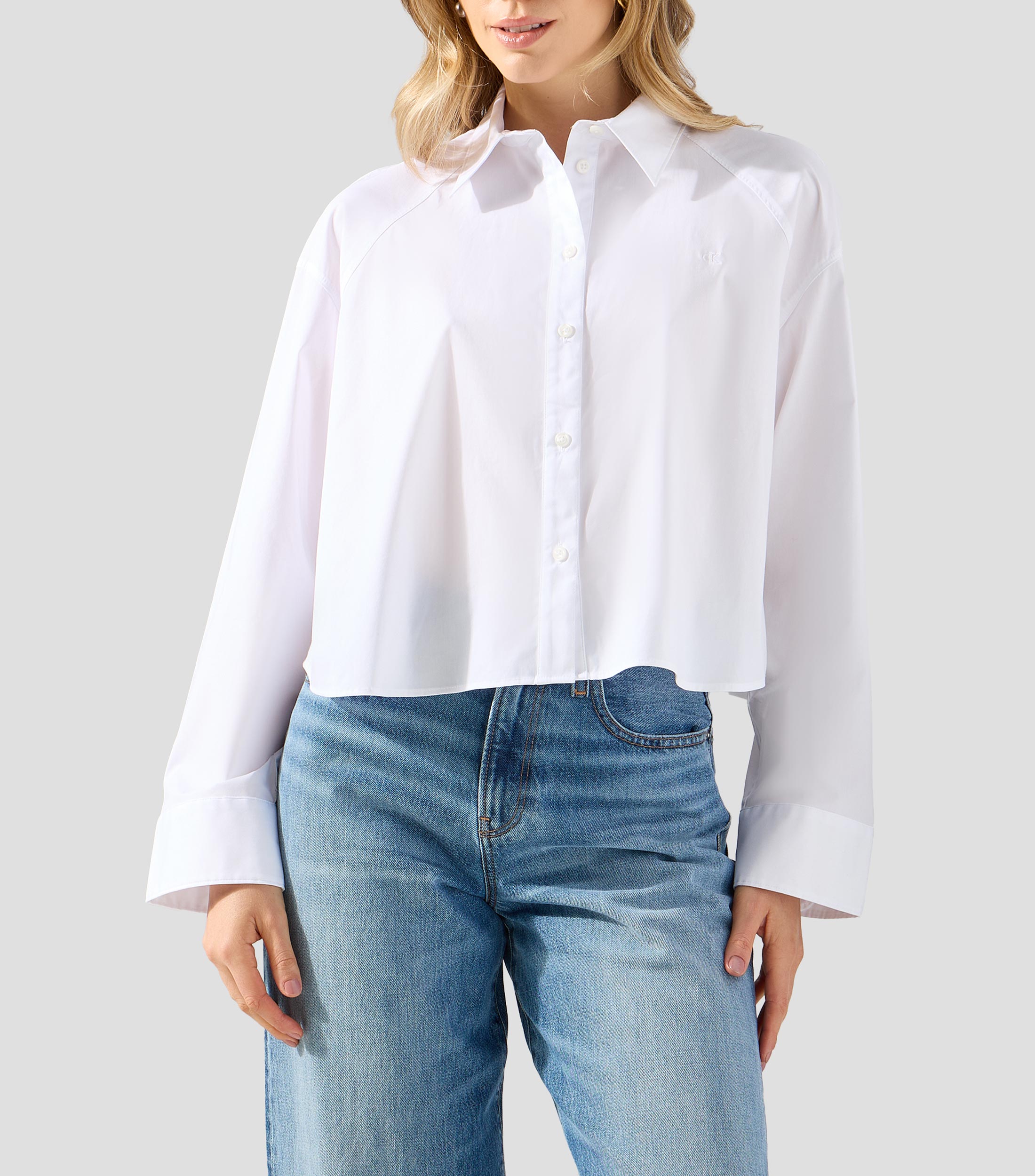 Blusa lisa manga larga Mujer