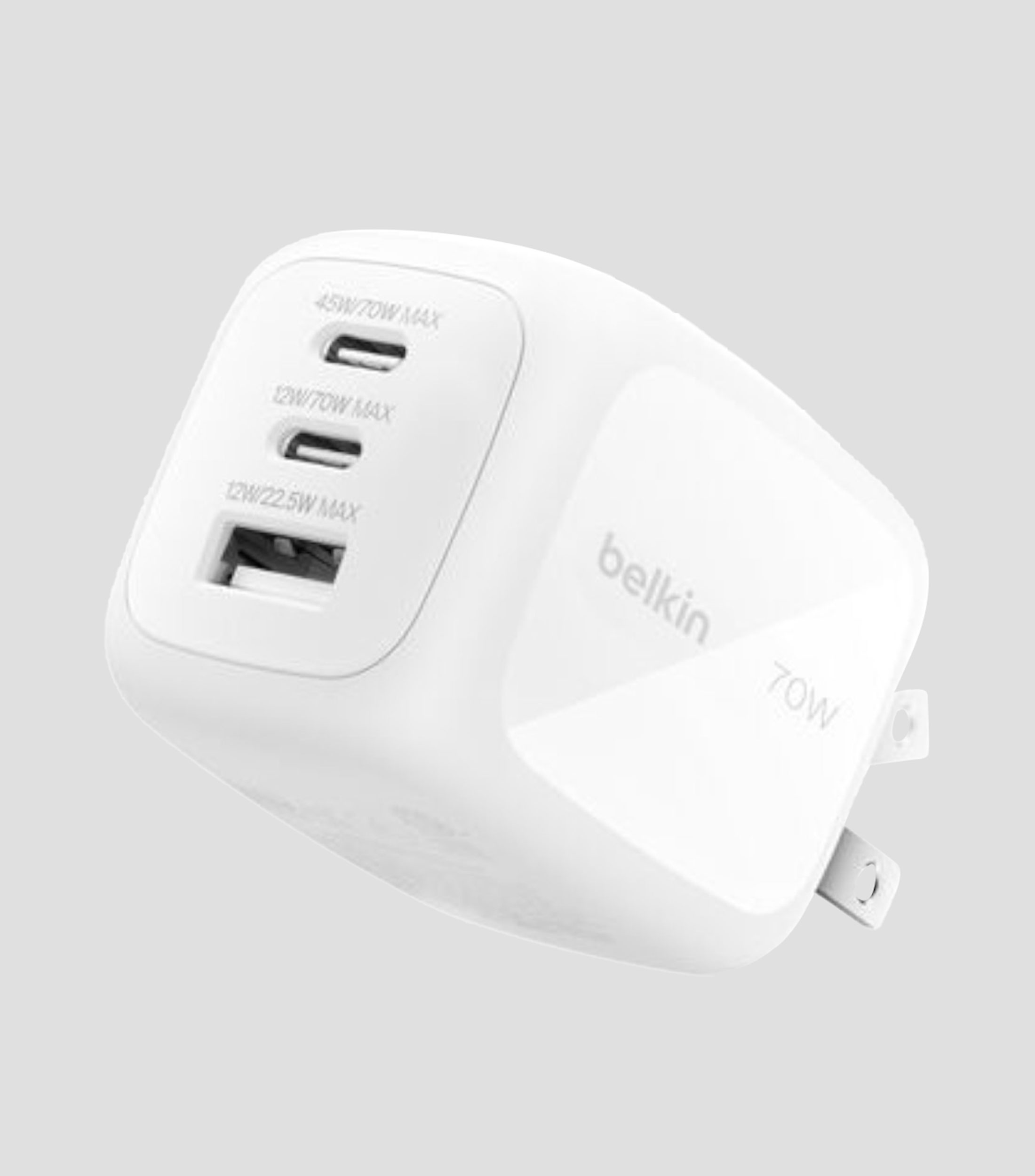 Cargador de pared USB-A y USB-C, 70 W