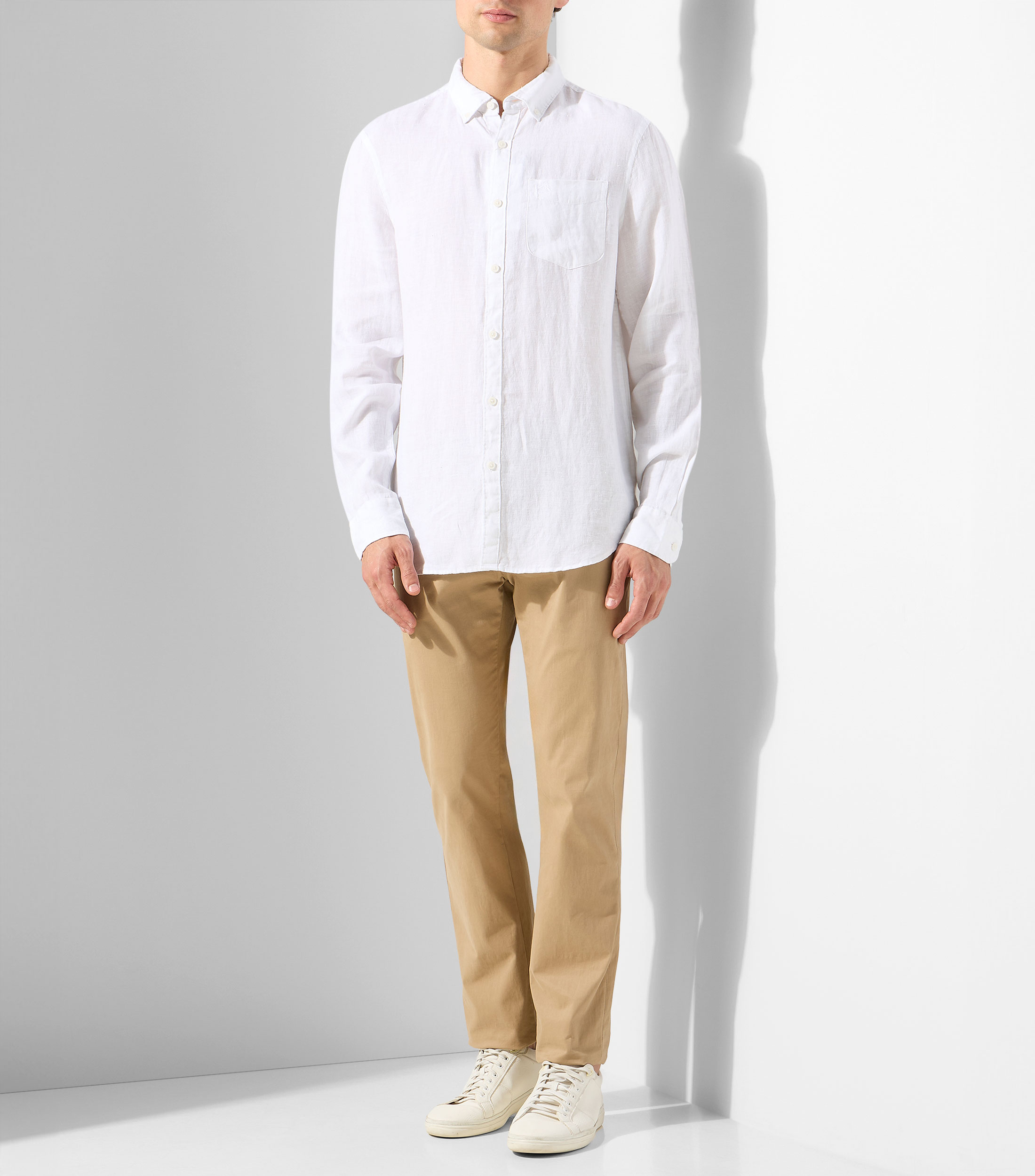 Camisa lisa de lino manga larga Hombre