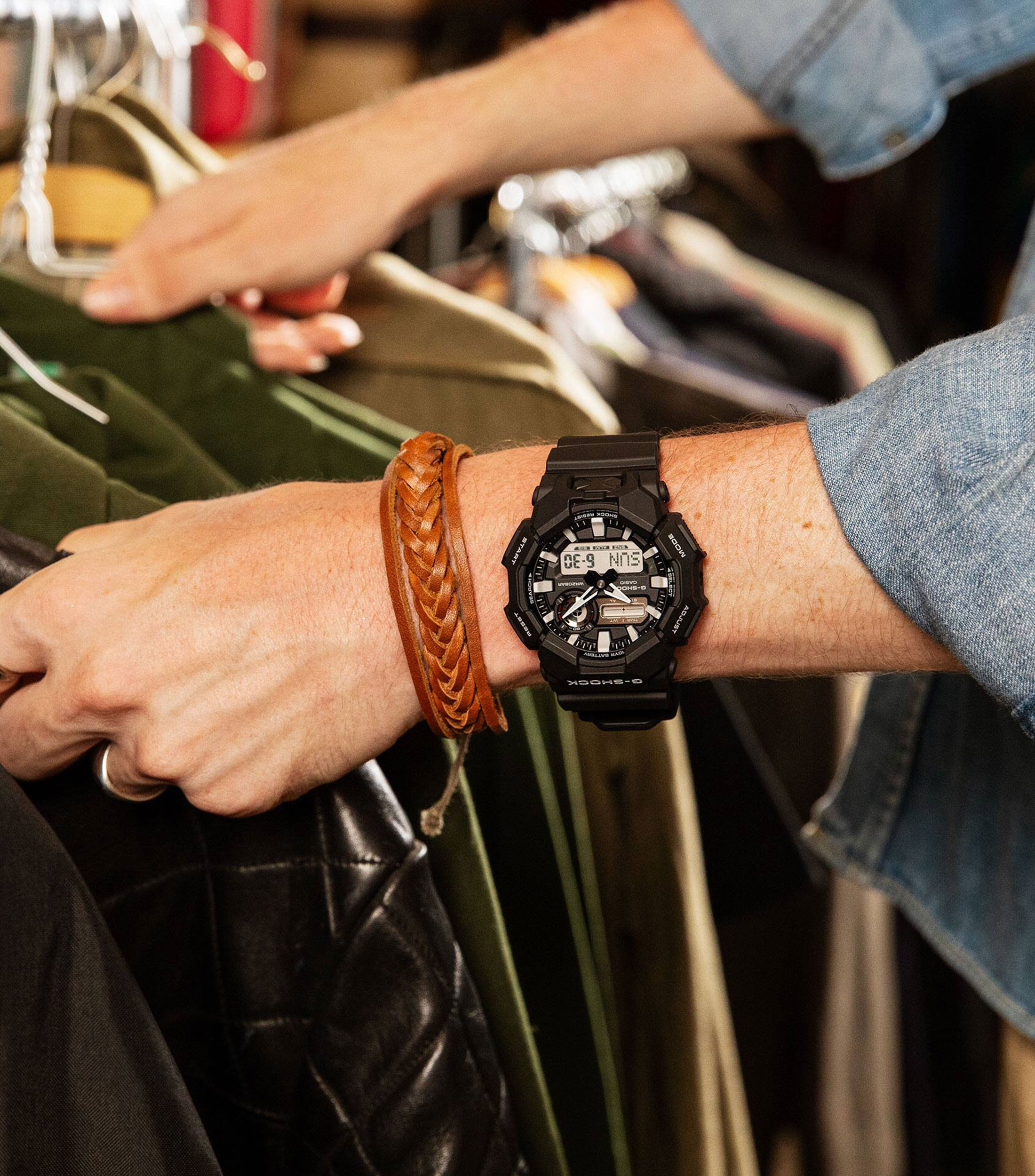 Reloj para Hombre Rugged Combi Bacis Casual, Negro