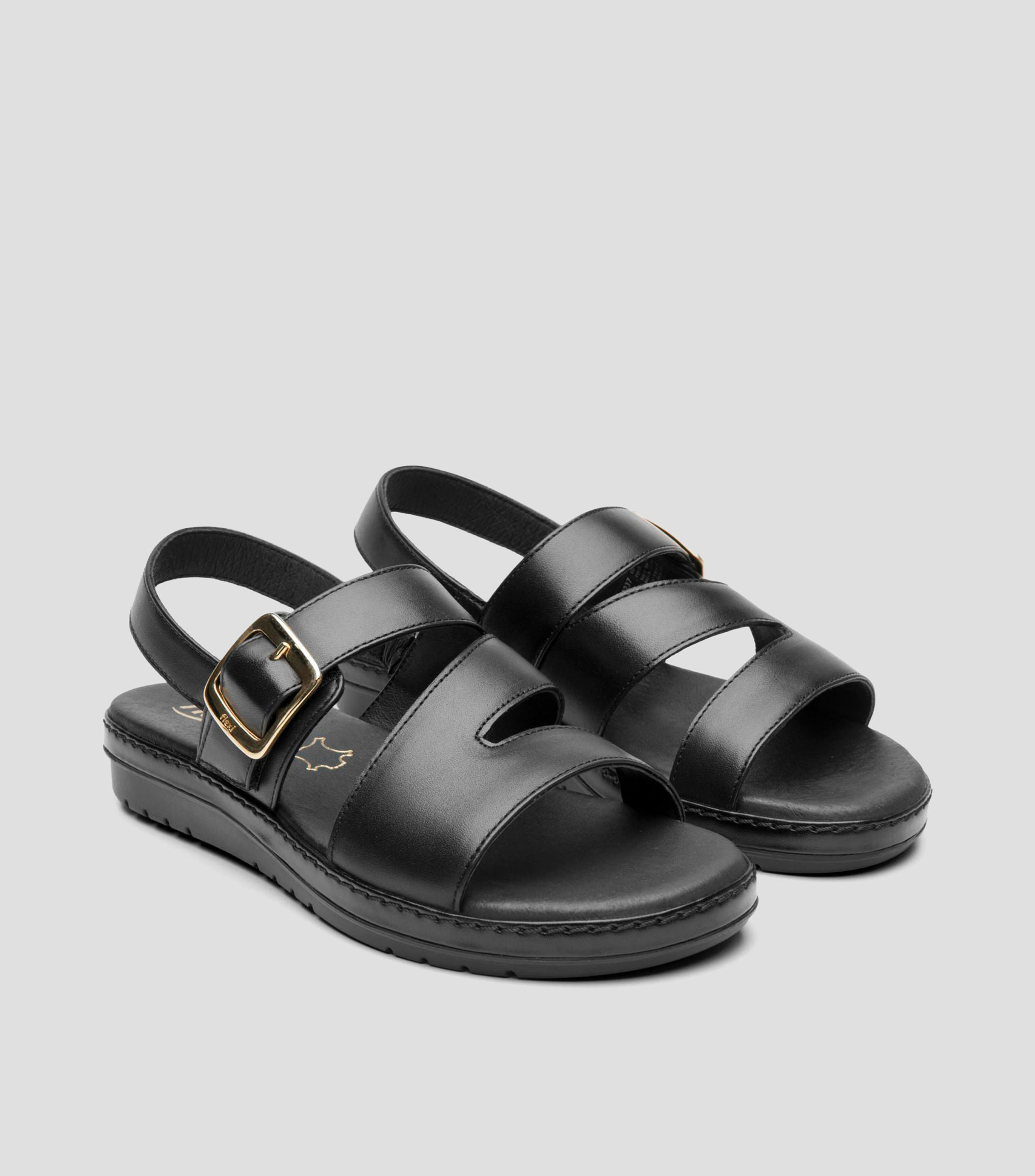 Sandalias de tacón bajo ancho en piel Peonia Mujer