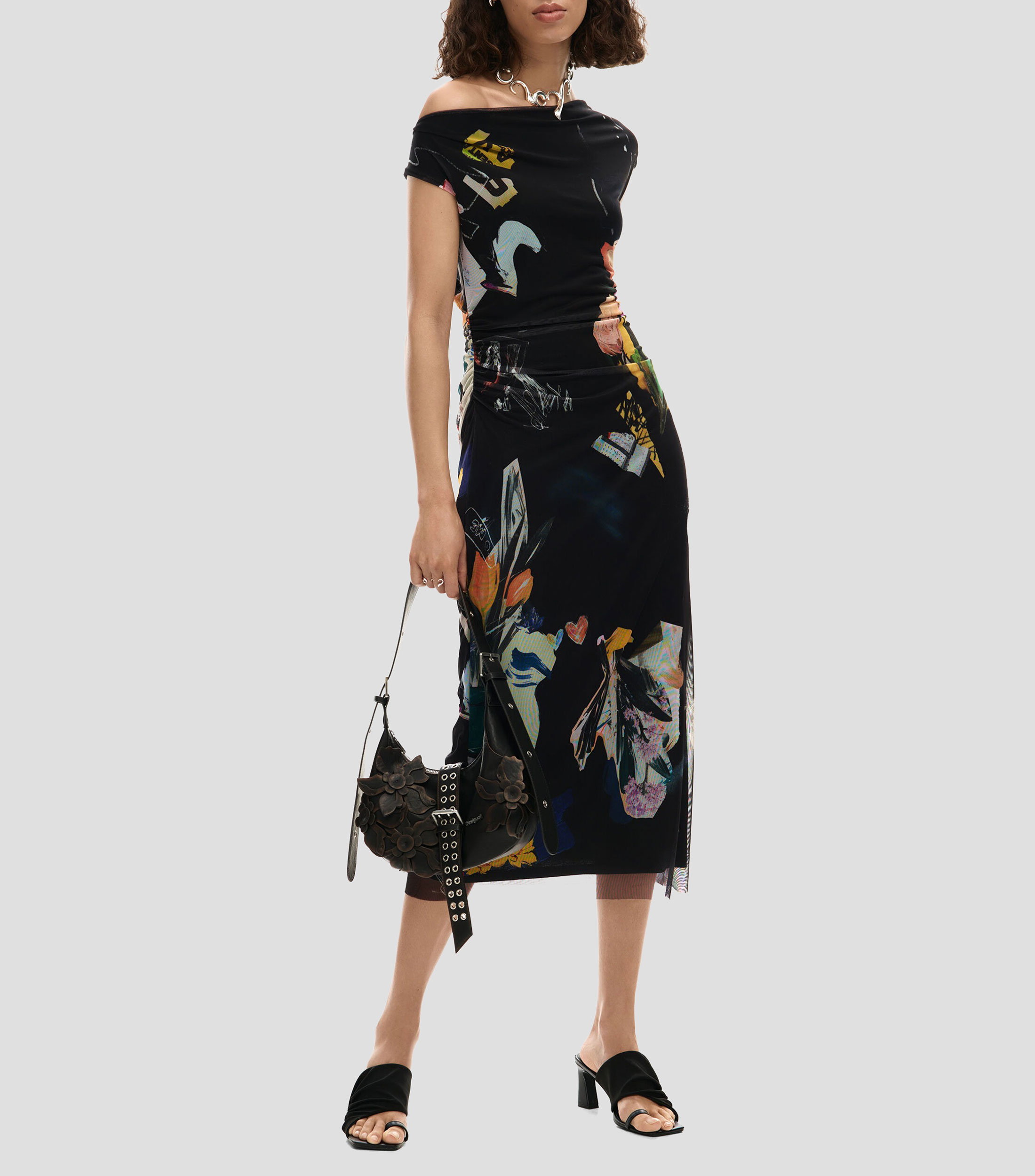 Vestido midi estampado Mujer