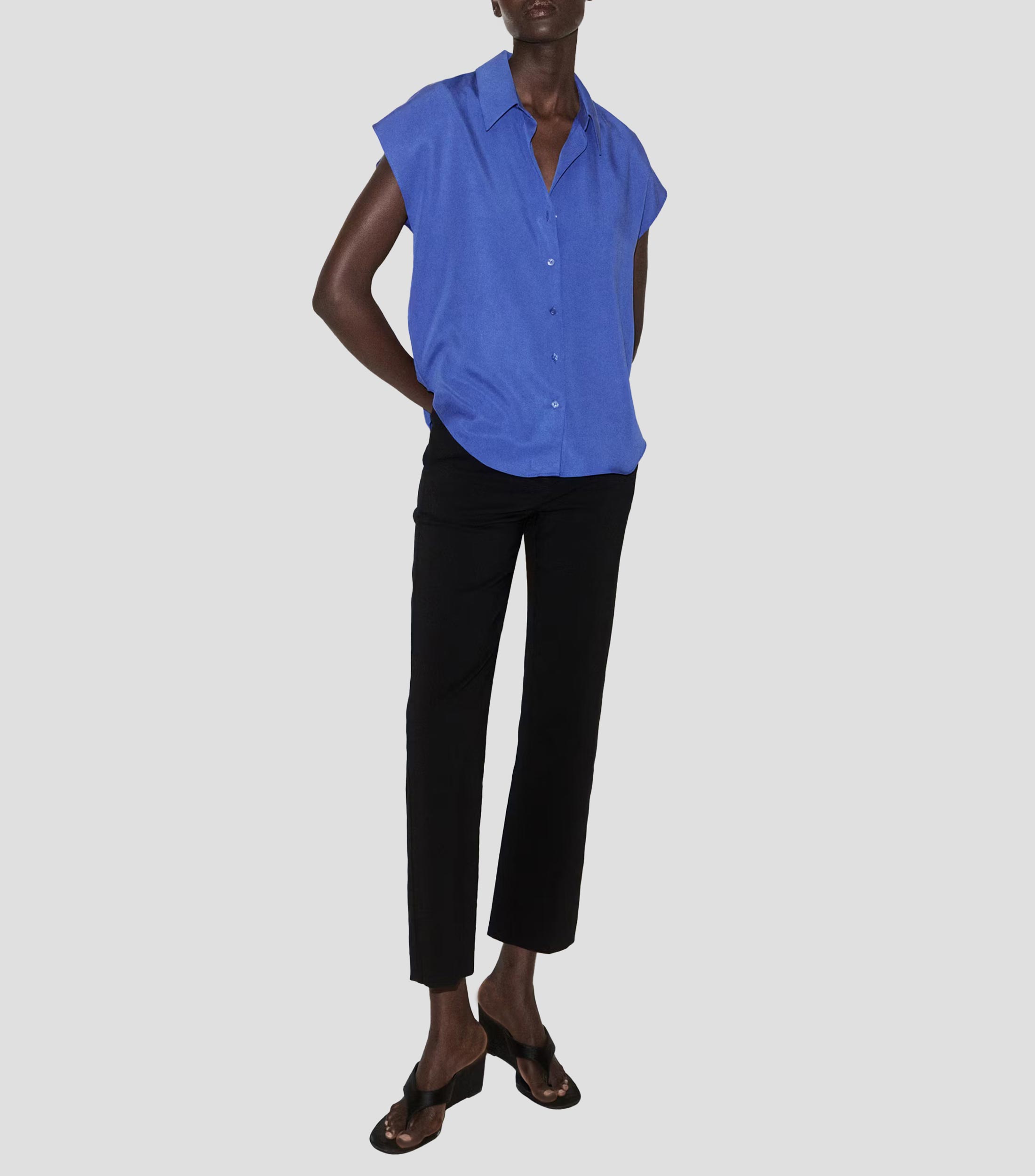 Camisa lisa manga corta Mujer