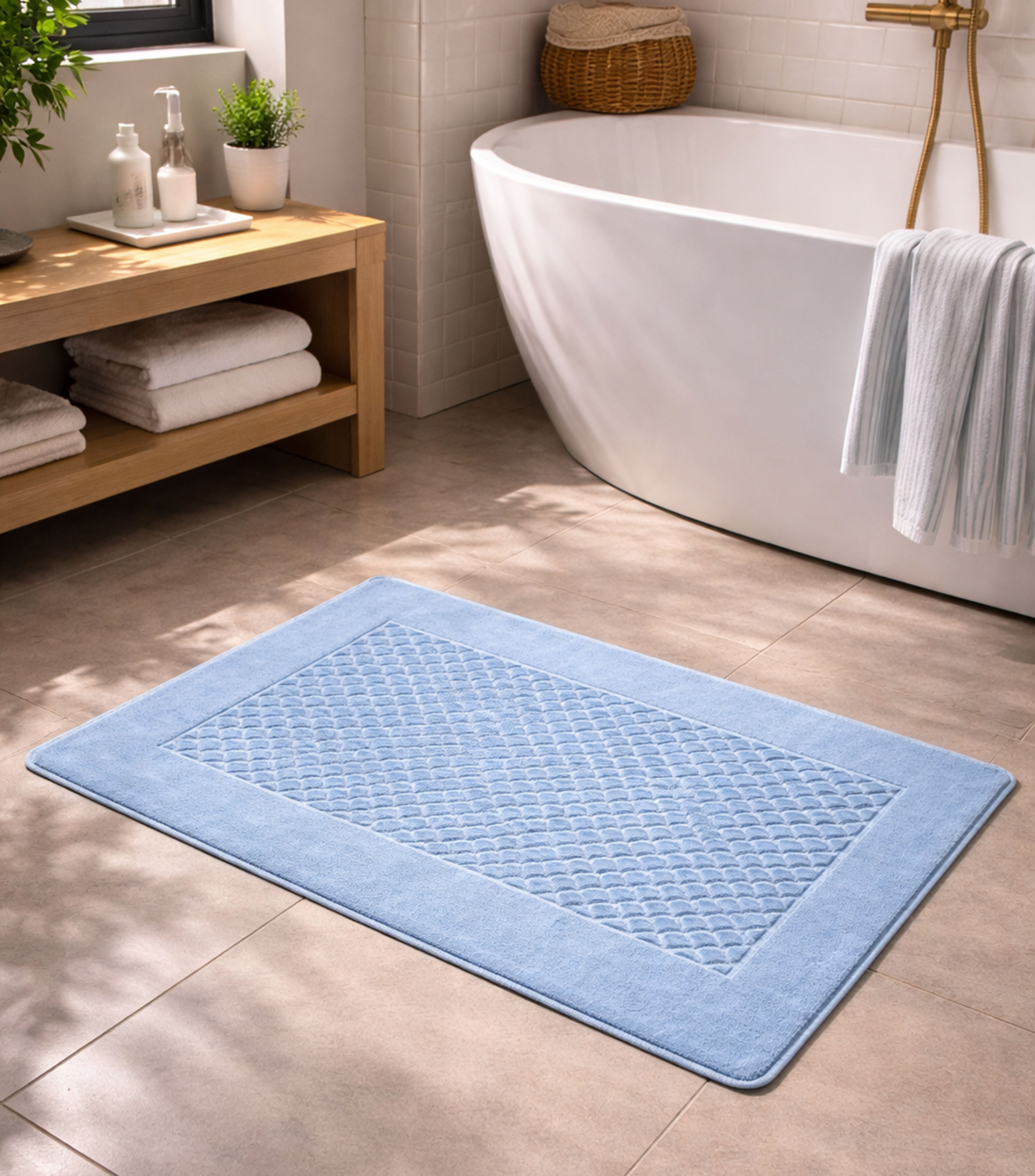 Tapete de baño Etoile azul rectangular