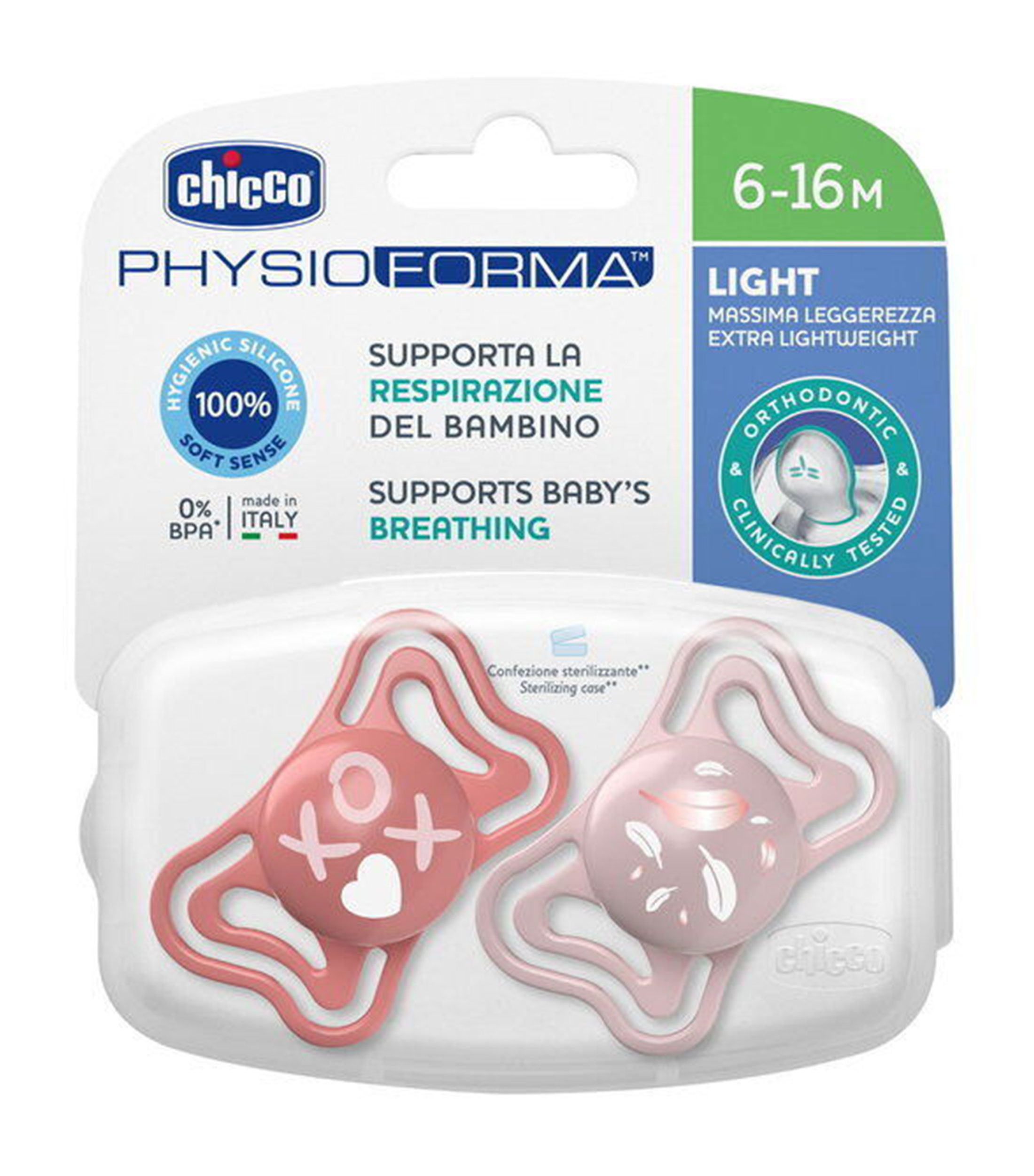Set de 2 chupones Physioforma Light Rosa 6 - 16 meses