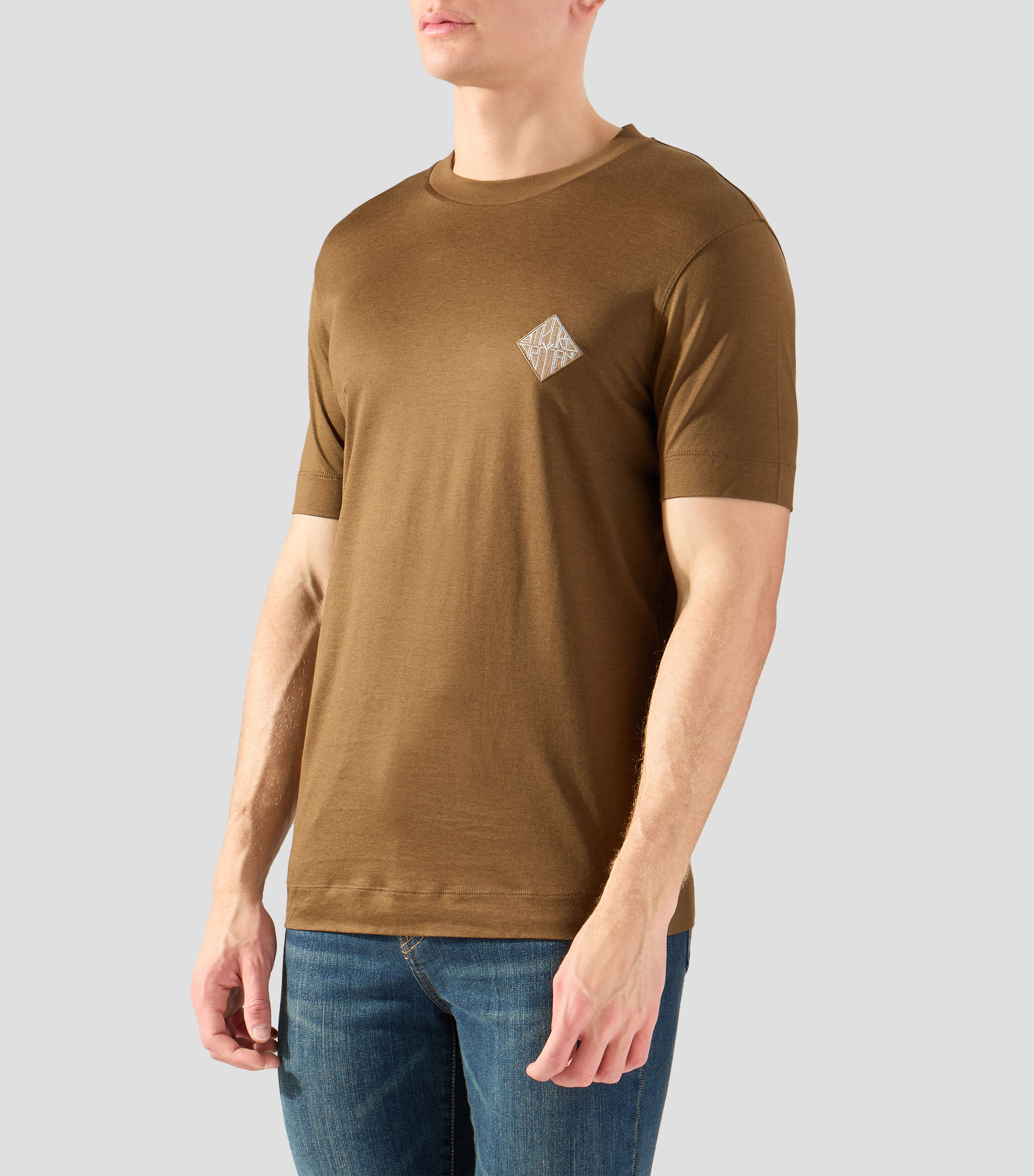 Playera de cuello redondo con manga corta lisa Hombre