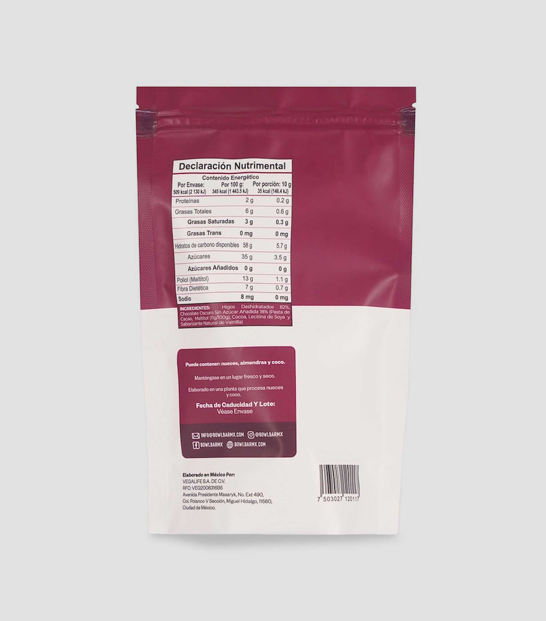 Higo con chocolate vegano sin azúcar, 150 gr