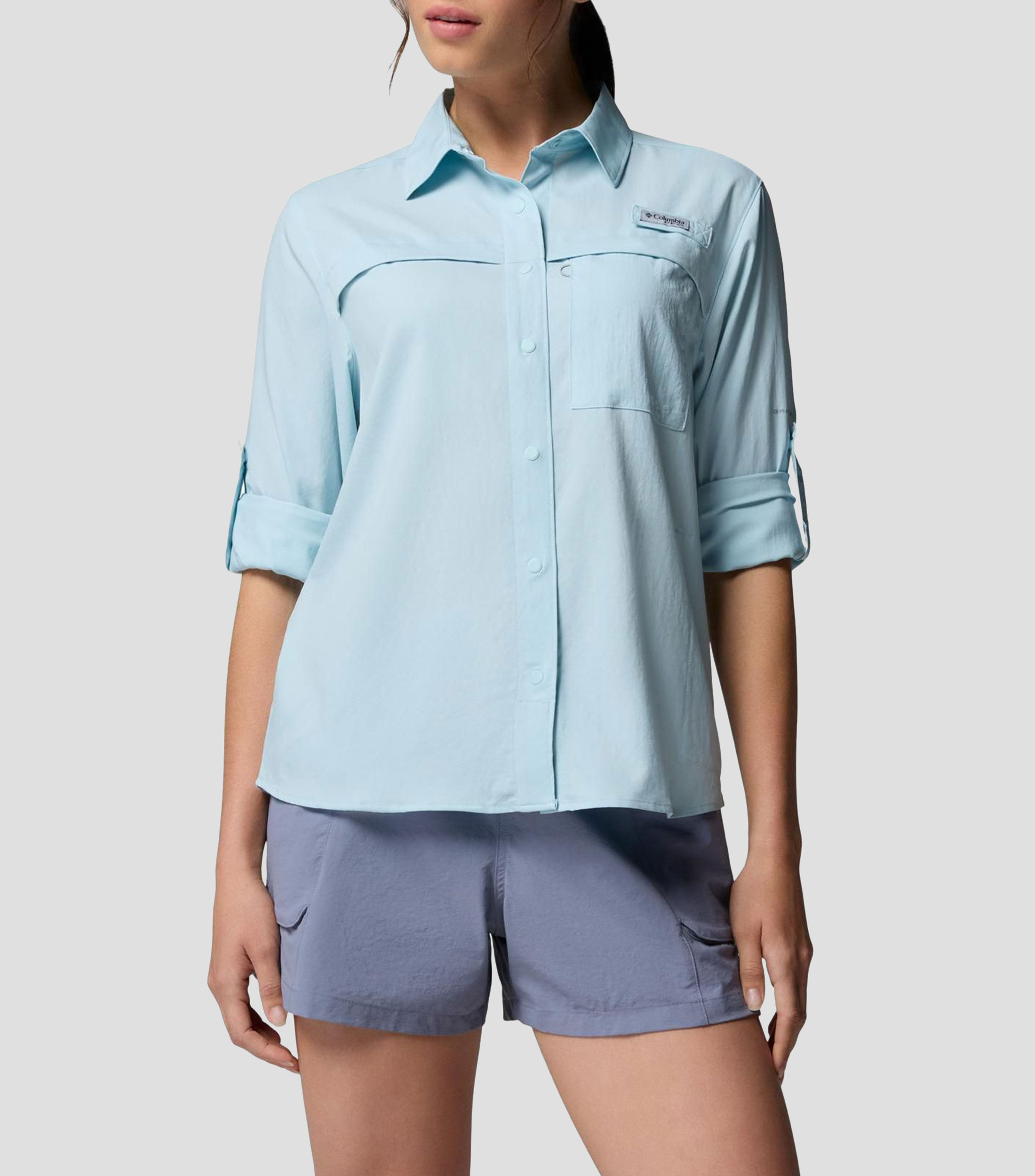 Camisa lisa manga larga PFG Castback Woven Mujer