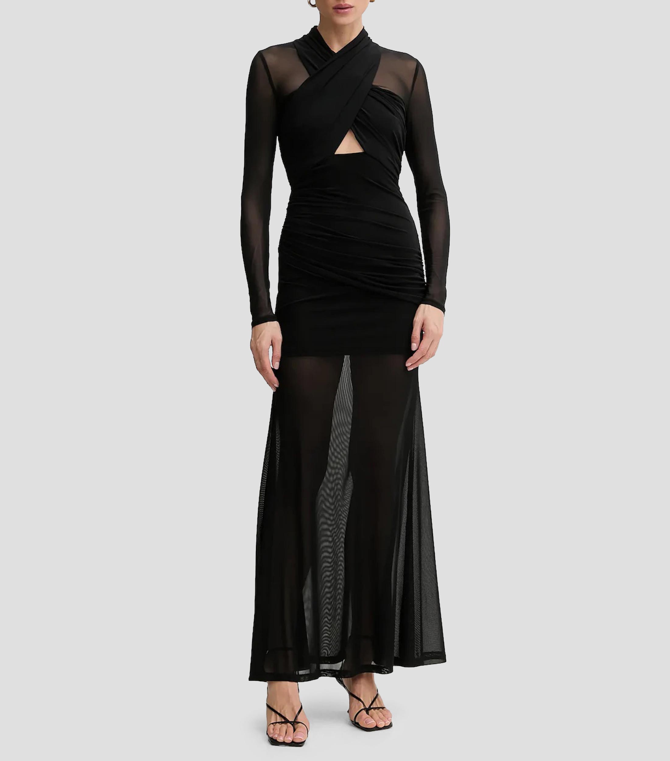 Vestido de fiesta largo de manga larga liso Mujer