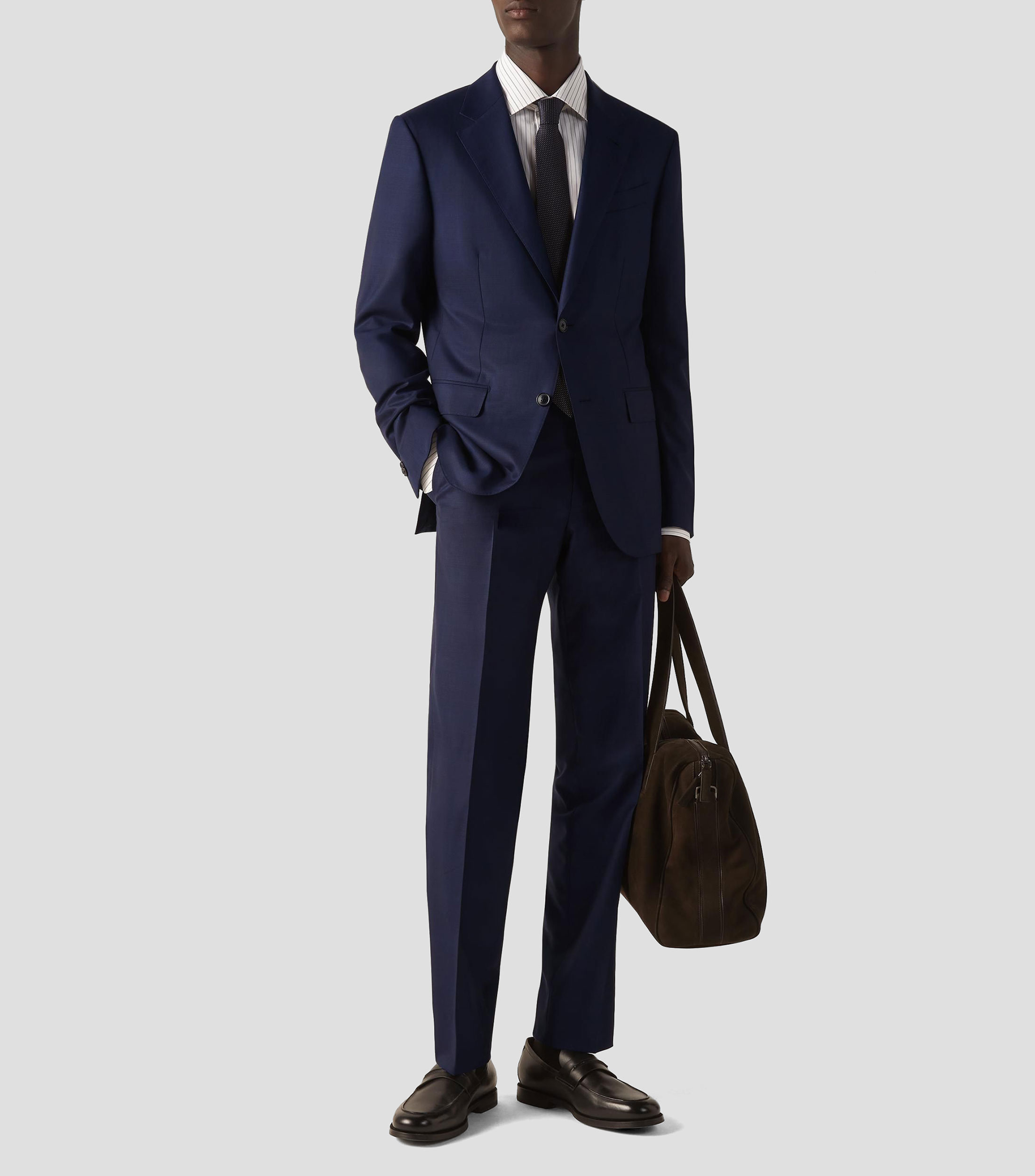 Traje de lana corte regular con cuadros Hombre