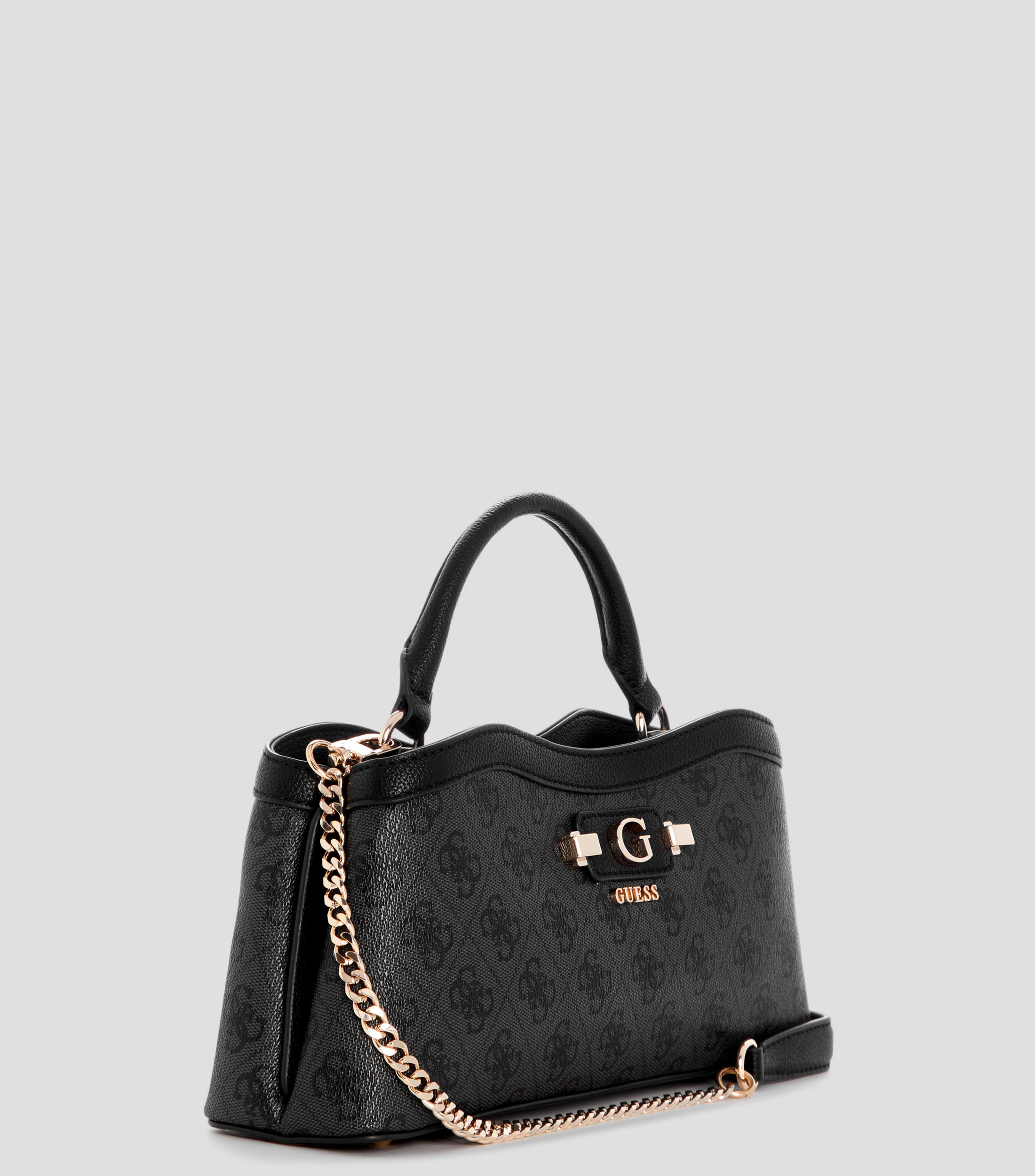 Bolsa satchel negra estampada Mujer