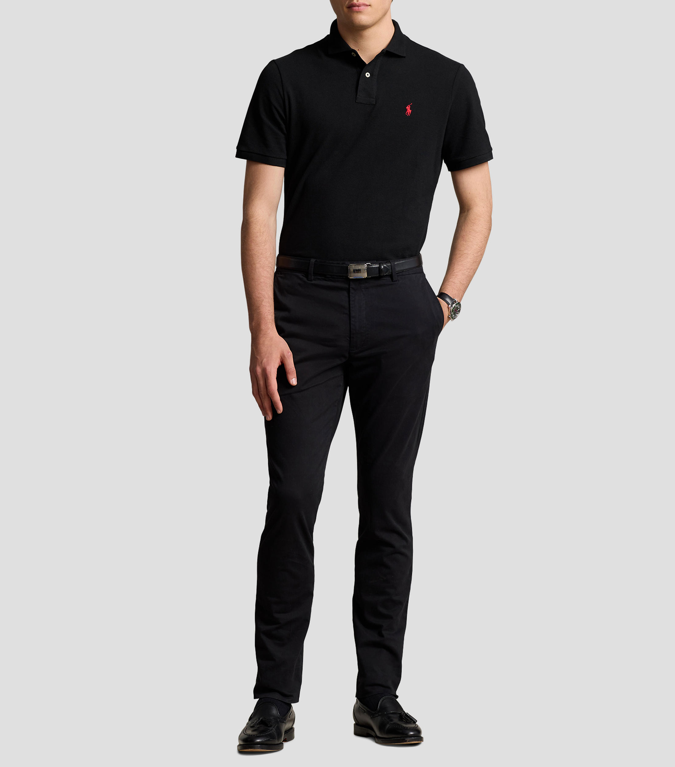 Playera tipo polo manga corta diseño sólido Hombre