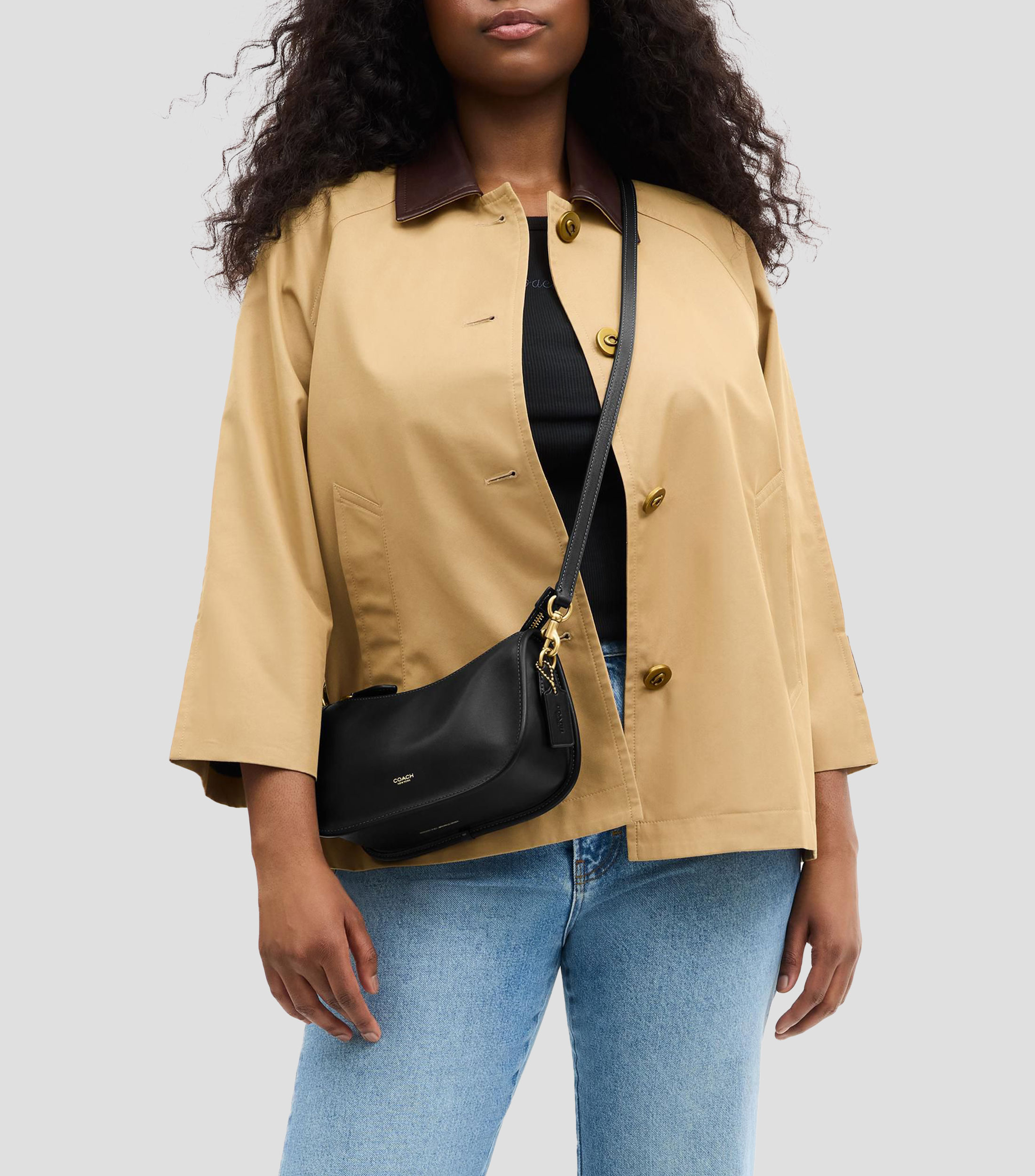 Bolsa crossbody negra en piel Waverly lisa Mujer