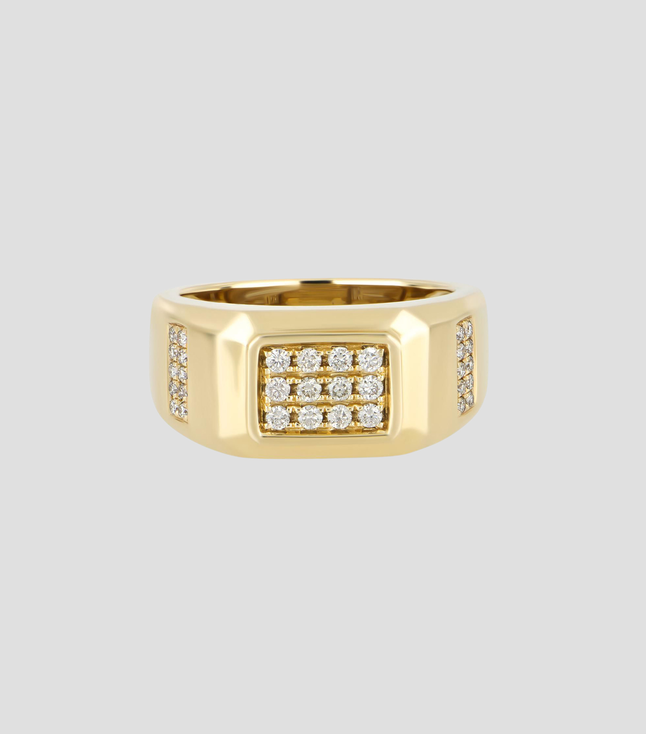 Anillo en Oro amarillo de 14 Kilates con diamantes incrustadas Unisex