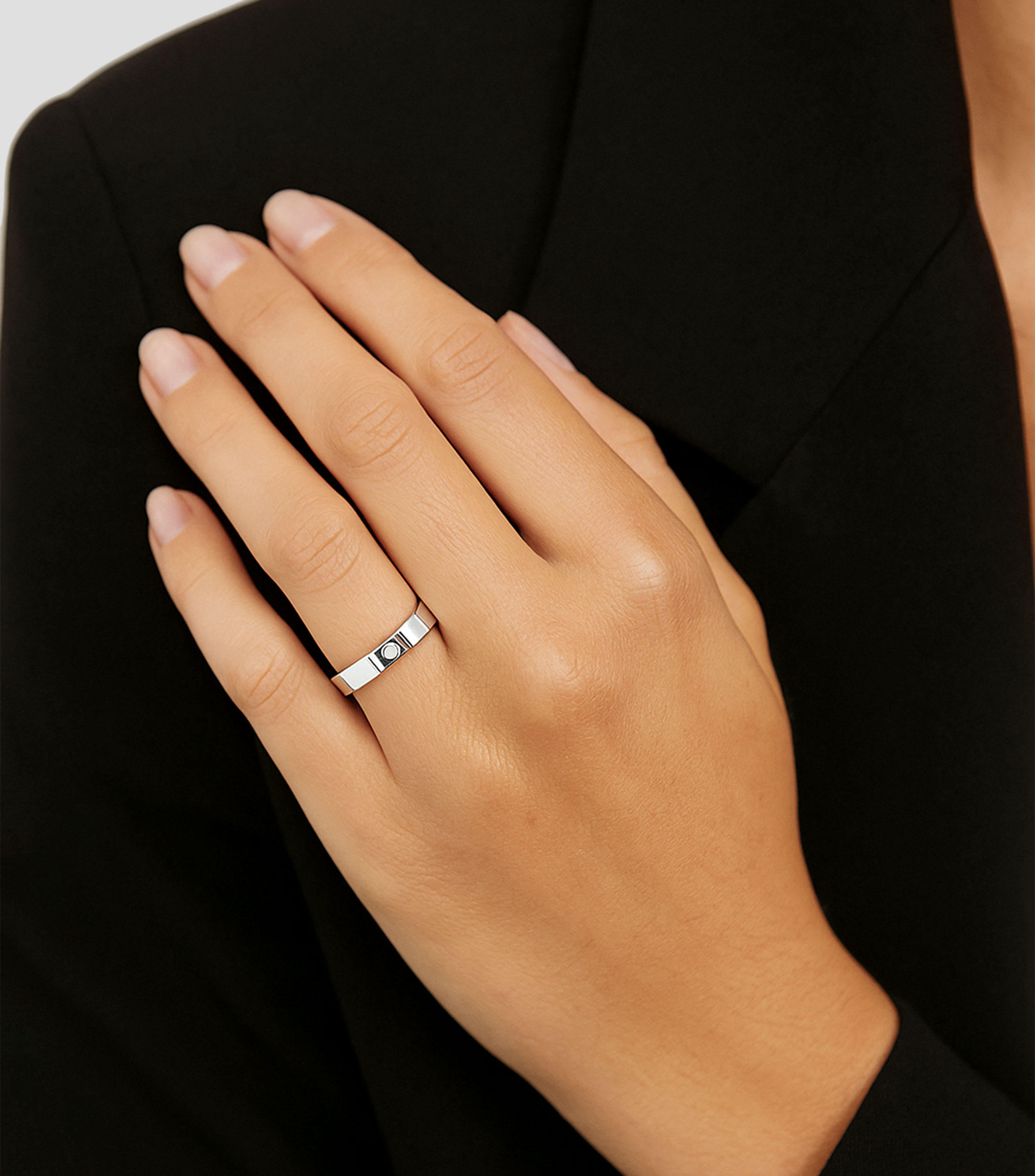 Sortija de Compromiso en oro blanco de 18 Kts Mujer Talla 17