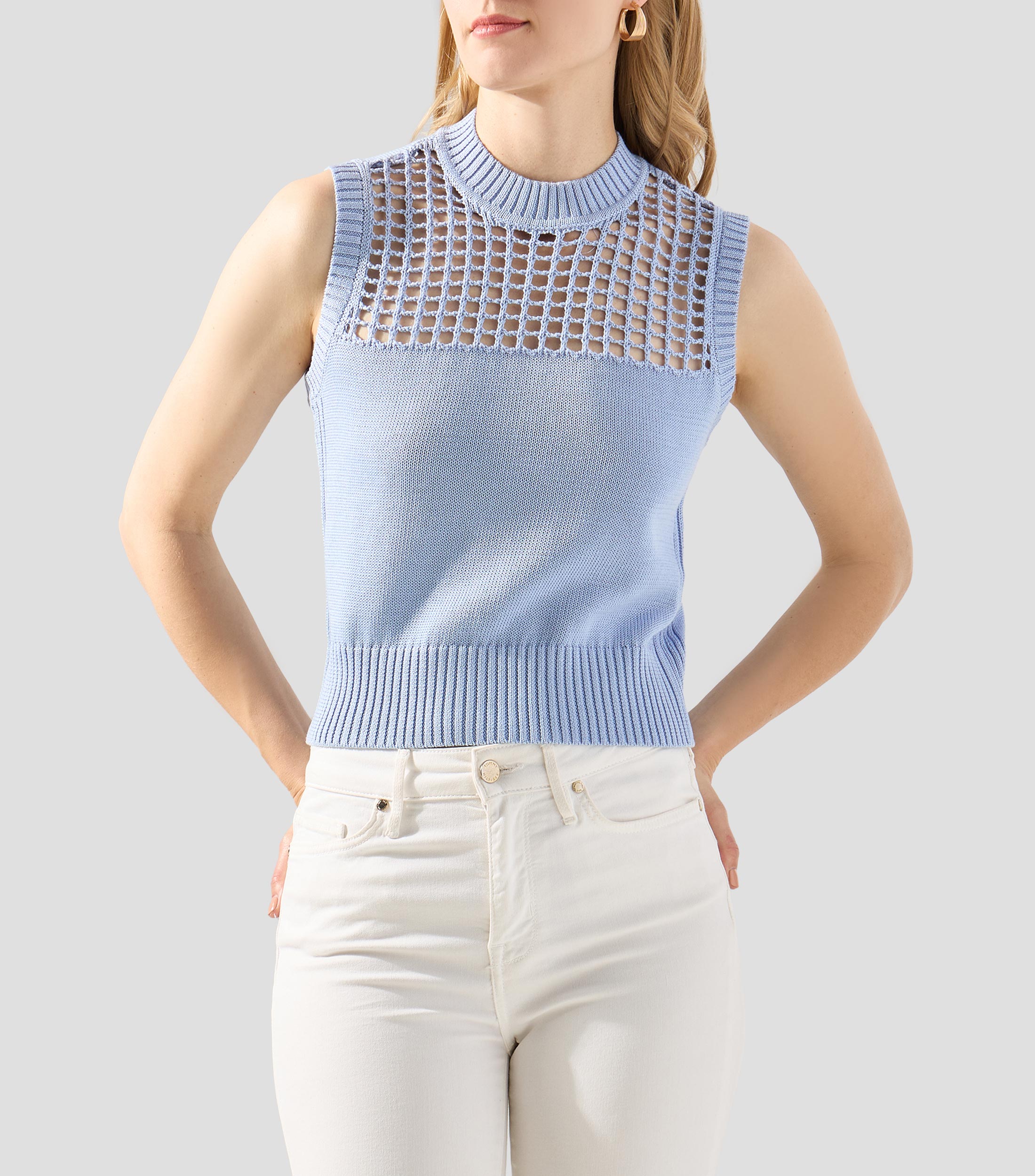 Blusa lisa sin mangas Mujer