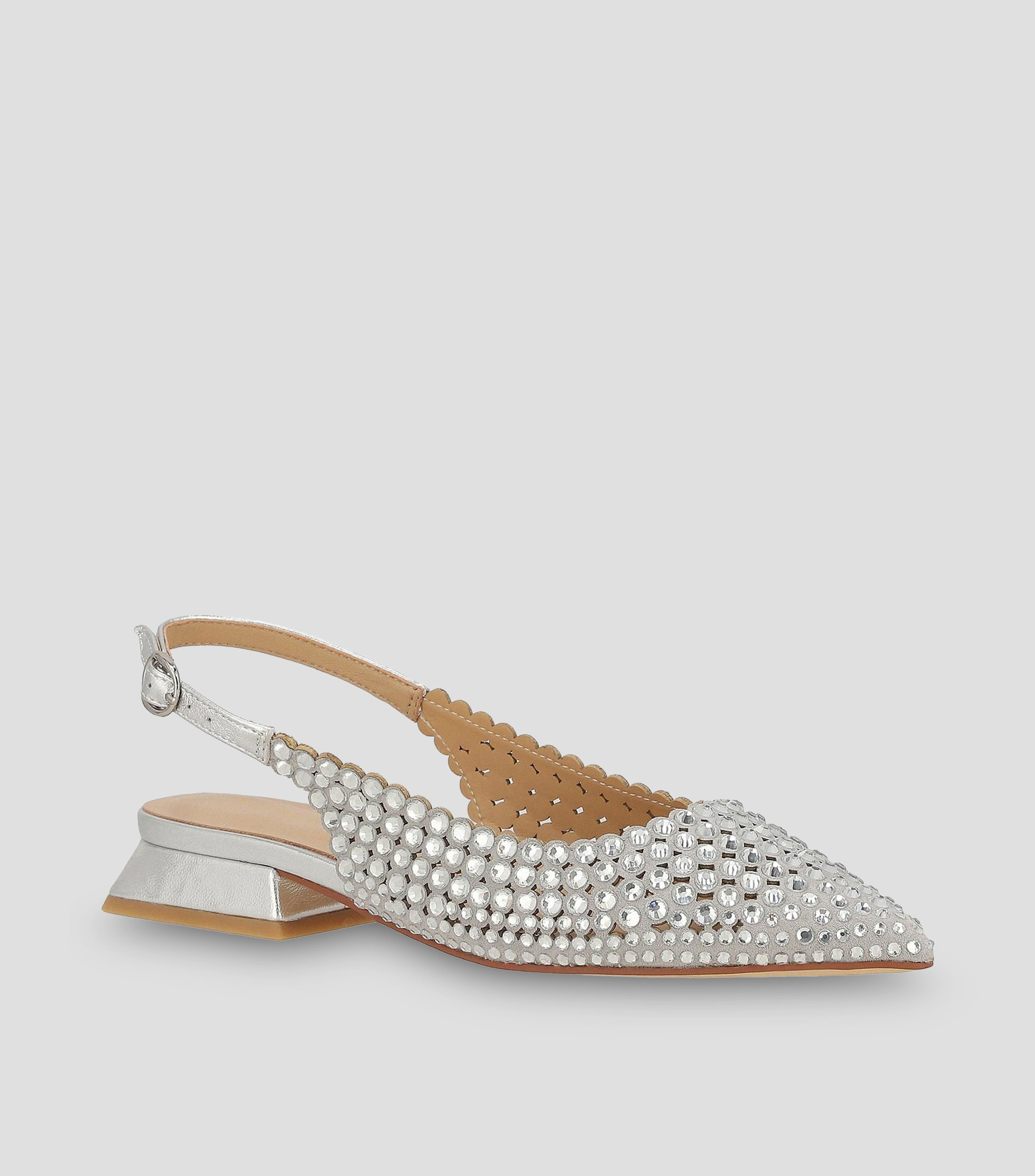 Zapatillas slingback con tacón ancho bajo Mujer