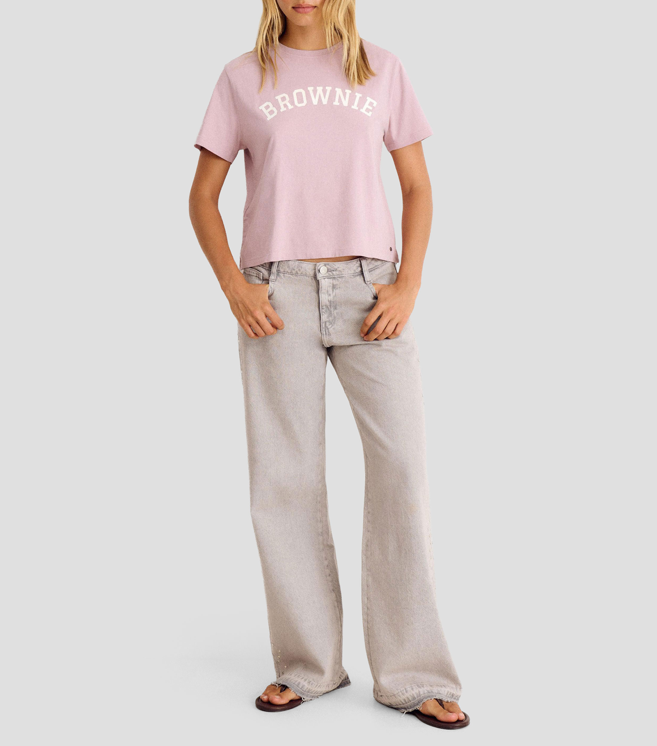 Playera cuello redondo manga corta lisa Mujer