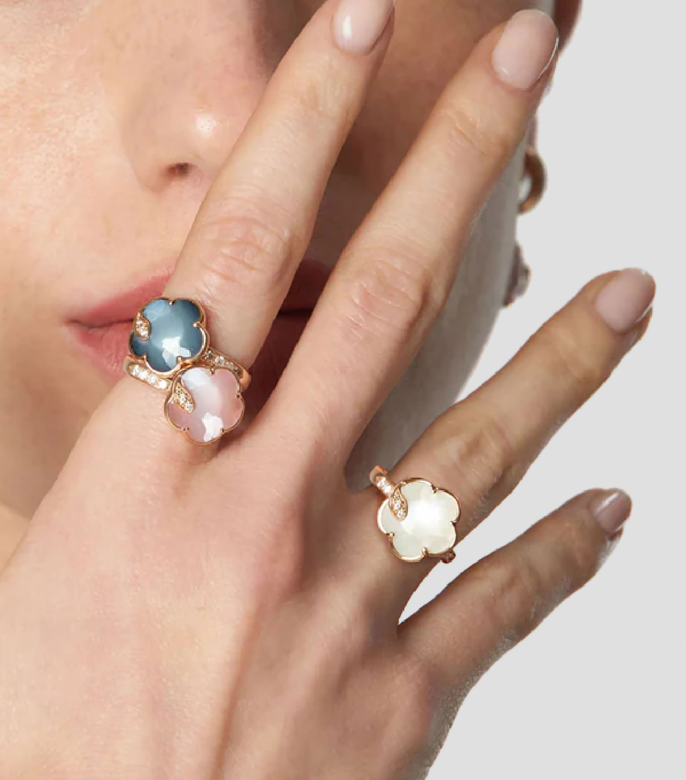 Anillo de oro rosa flor Mujer
