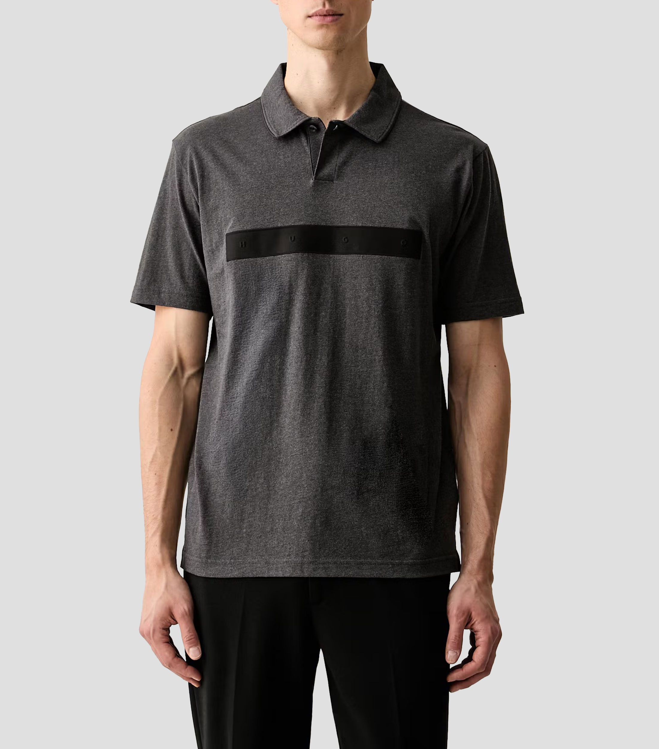 Playera tipo polo manga corta jaspeada Hombre