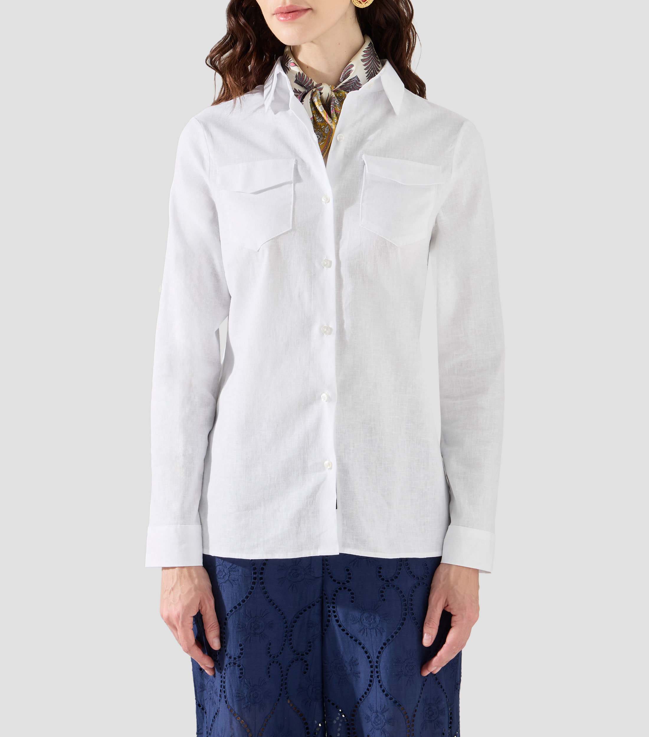 Camisa lisa con manga larga Mujer