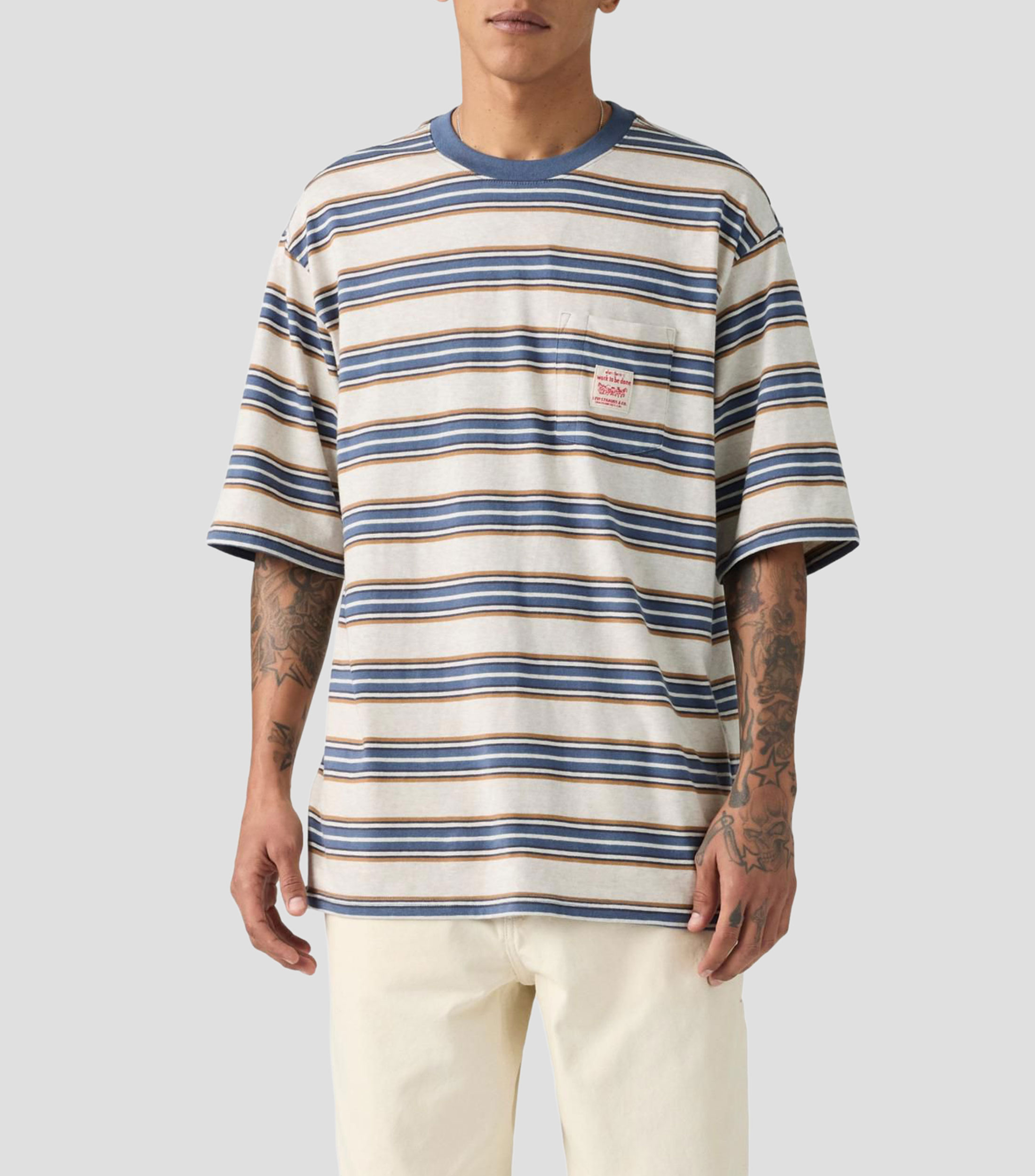 Playera cuello redondo manga corta rayas Hombre