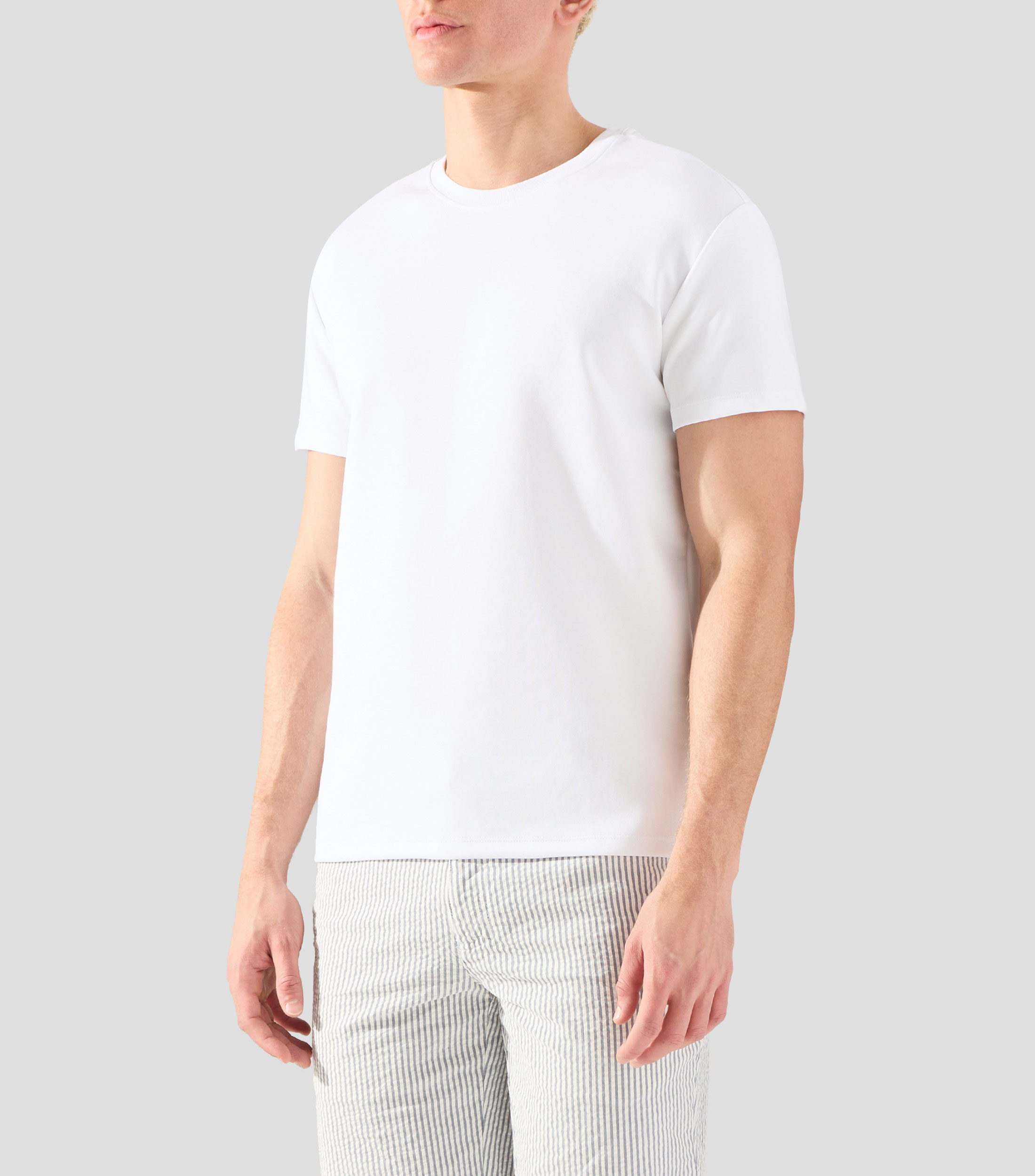 Playera de cuello redondo con manga corta lisa Hombre
