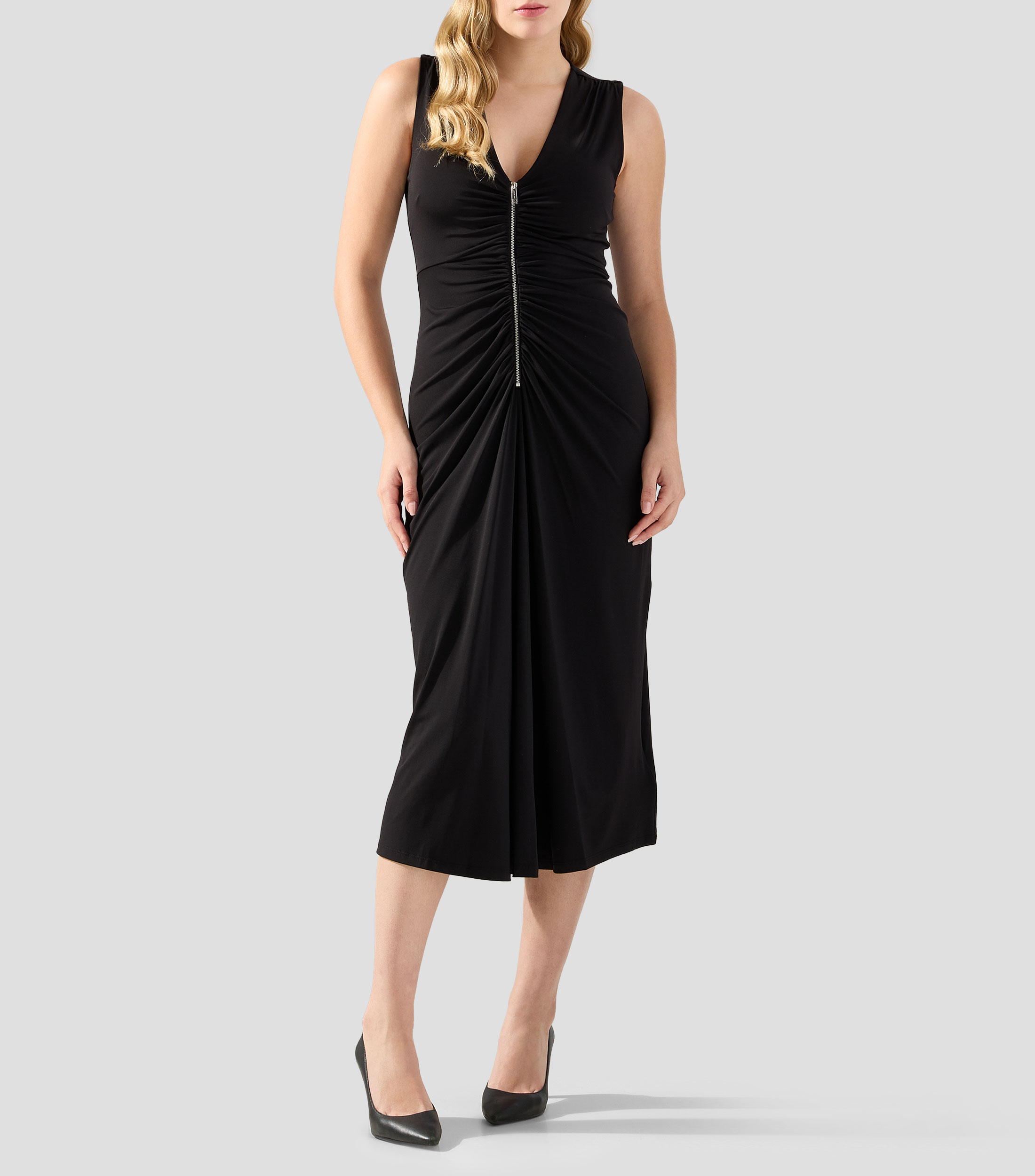Vestido midi liso Mujer