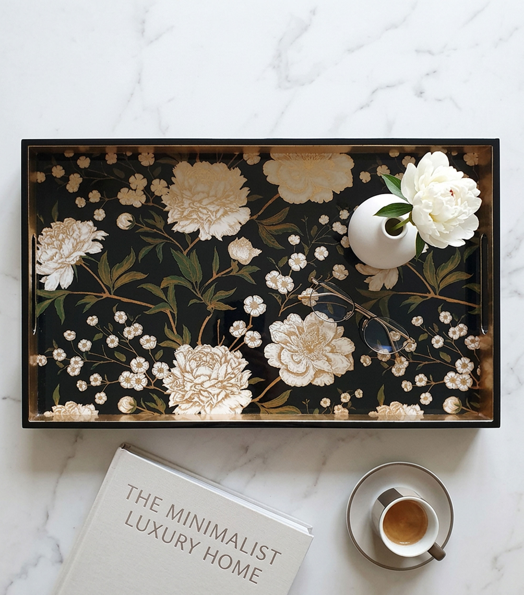 Charola Floral en Madera