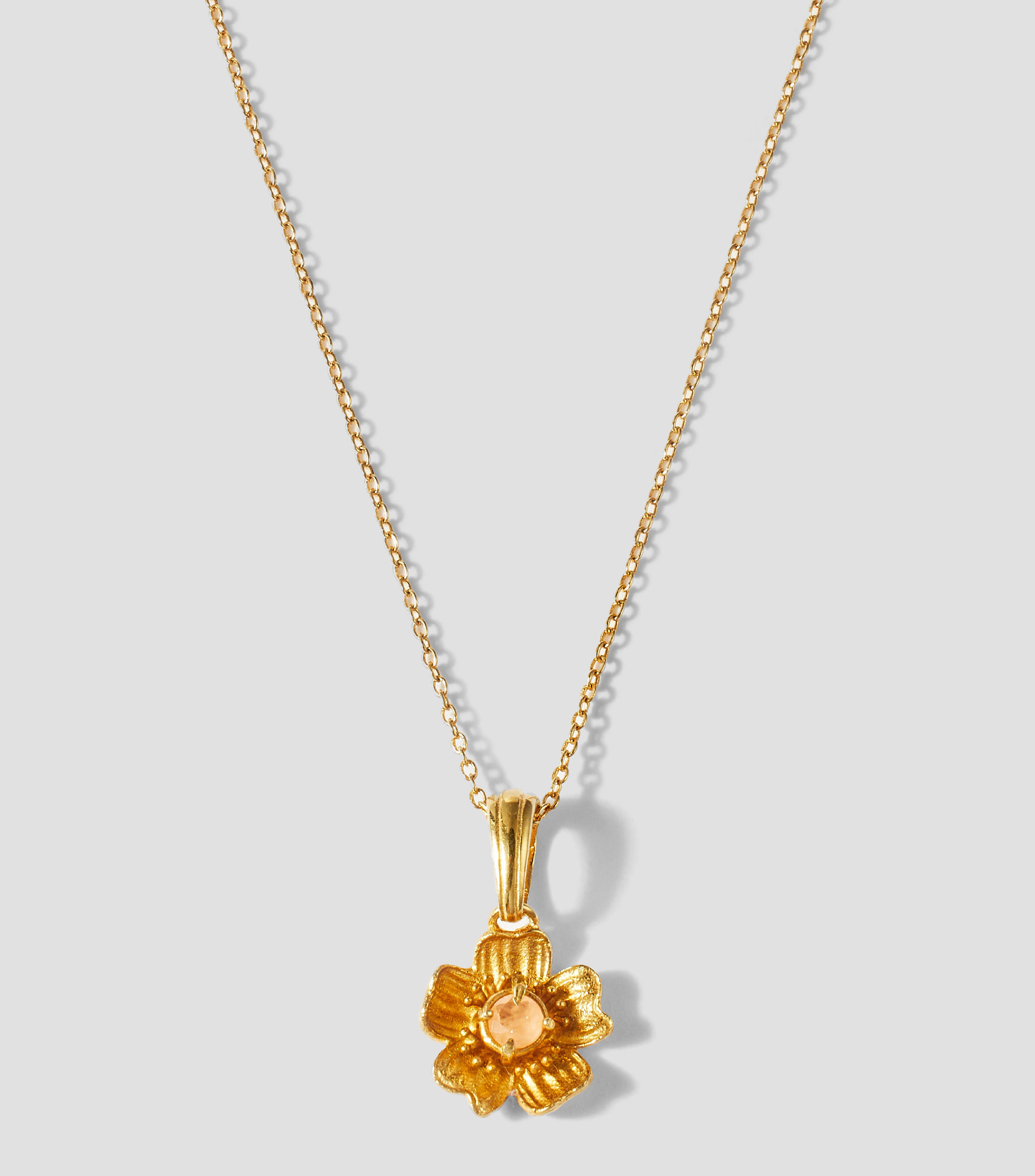 Dije de flor con cadena en plata .925 Florecer con topacio Mujer