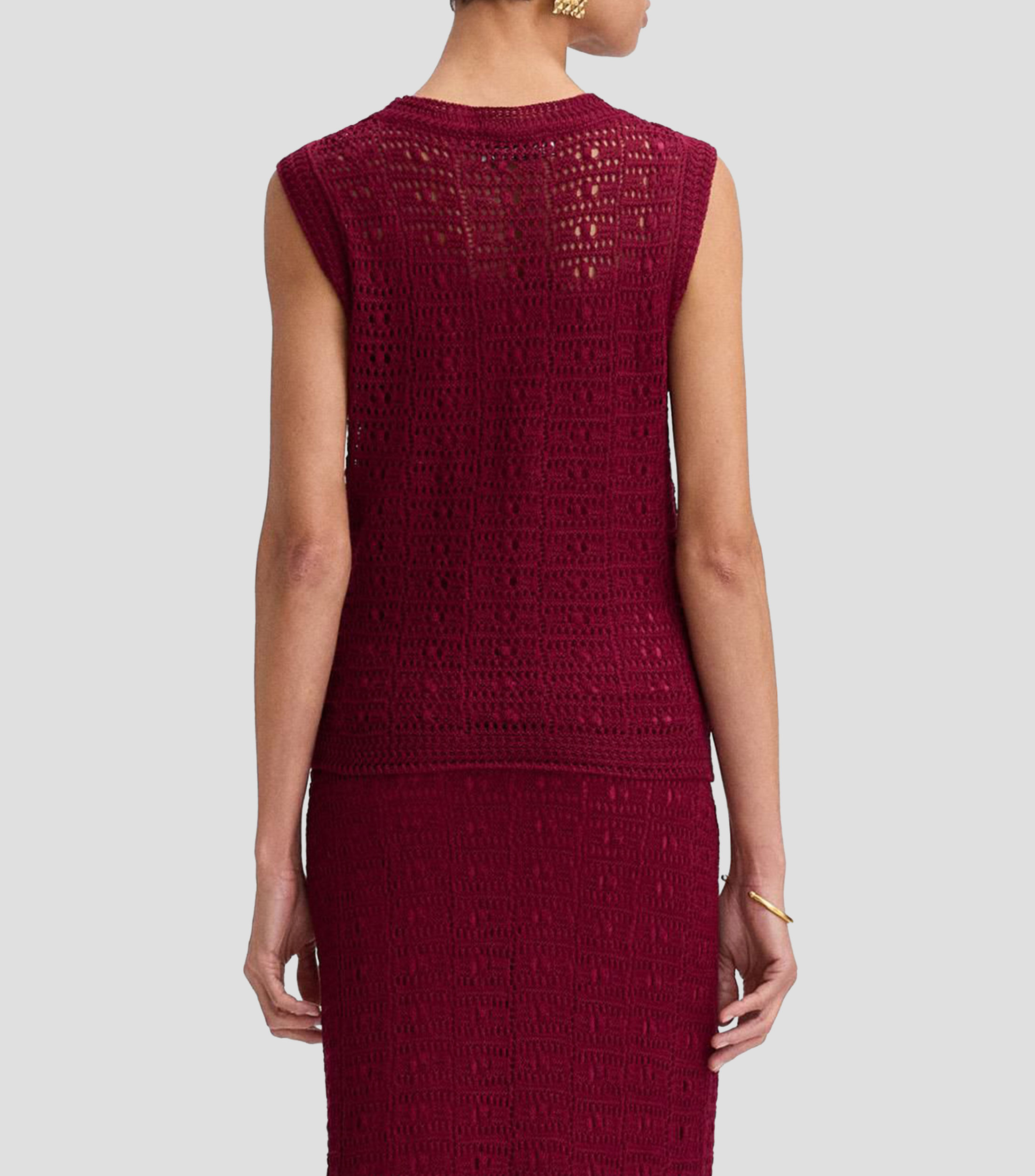 Top tricot sólido sin mangas Mujer