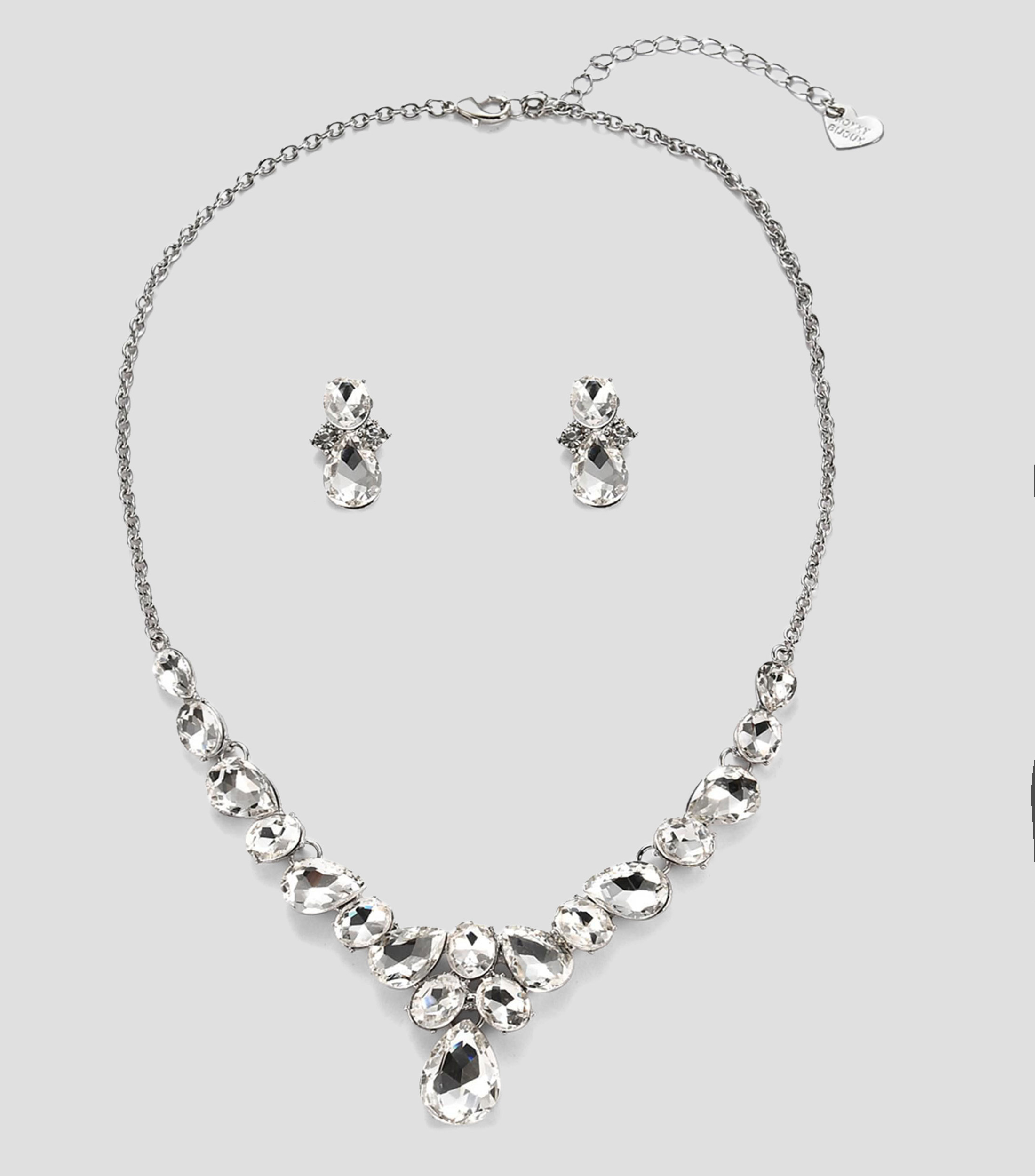 Set de collar y aretes en forma de gota Mujer
