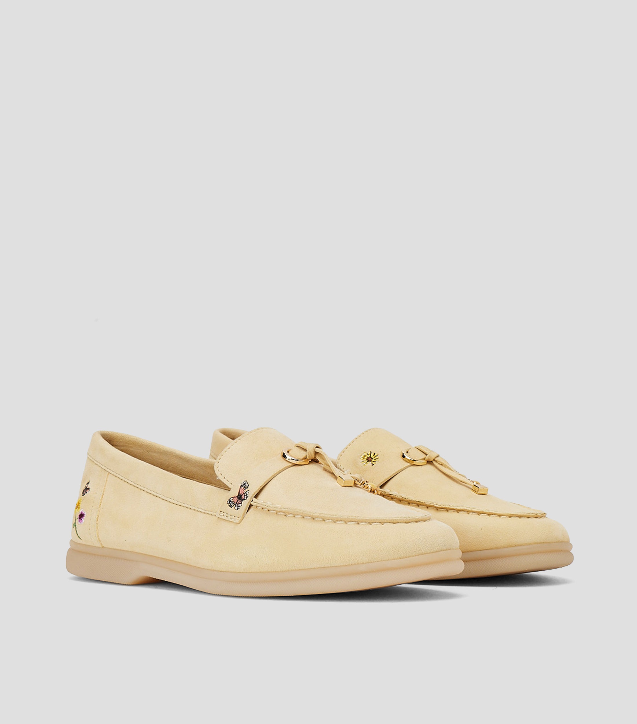Mocasines de cuero con bordados Mujer