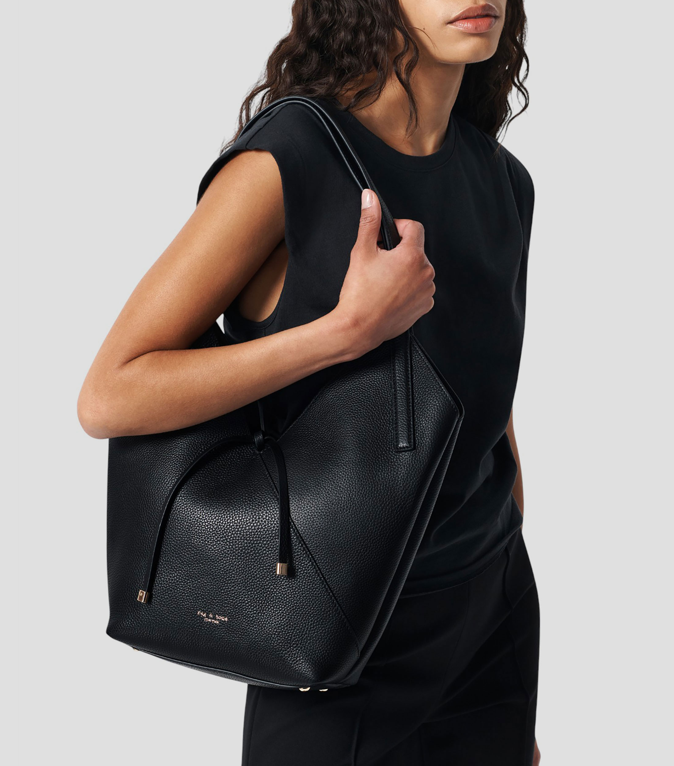 Bolsa tote negra en piel Alix lisa Mujer